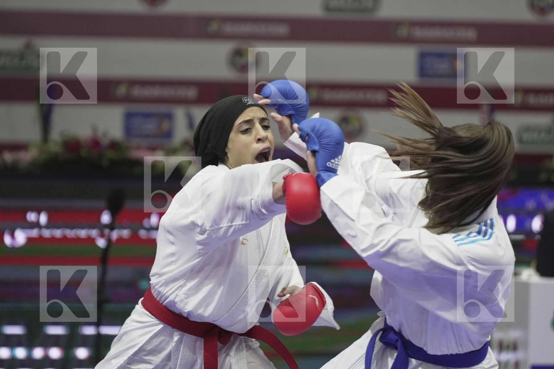 Kumite bronze bout featuring ABDELAZIZ FERYAL & ZARETSKA IRINA