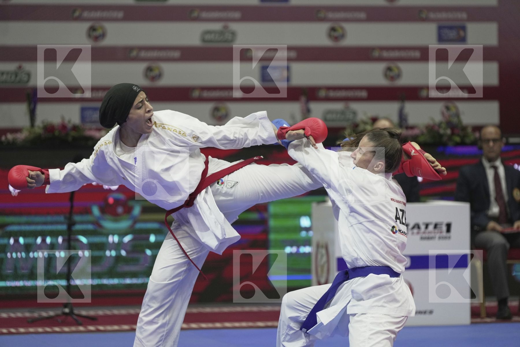 Kumite bronze bout featuring ABDELAZIZ FERYAL & ZARETSKA IRINA