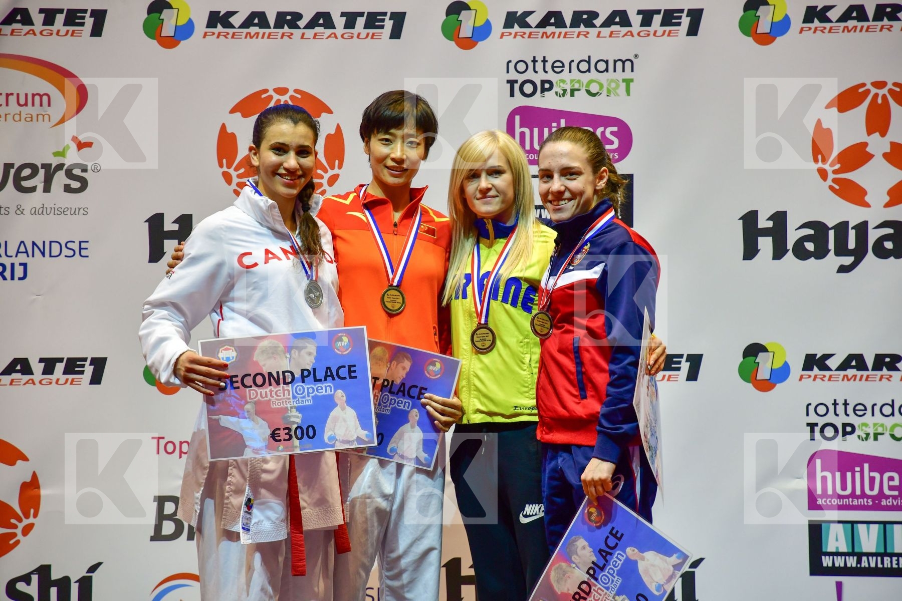Canada China Female kumite -61 kg Jumaa Haya podium Prekovic Jov