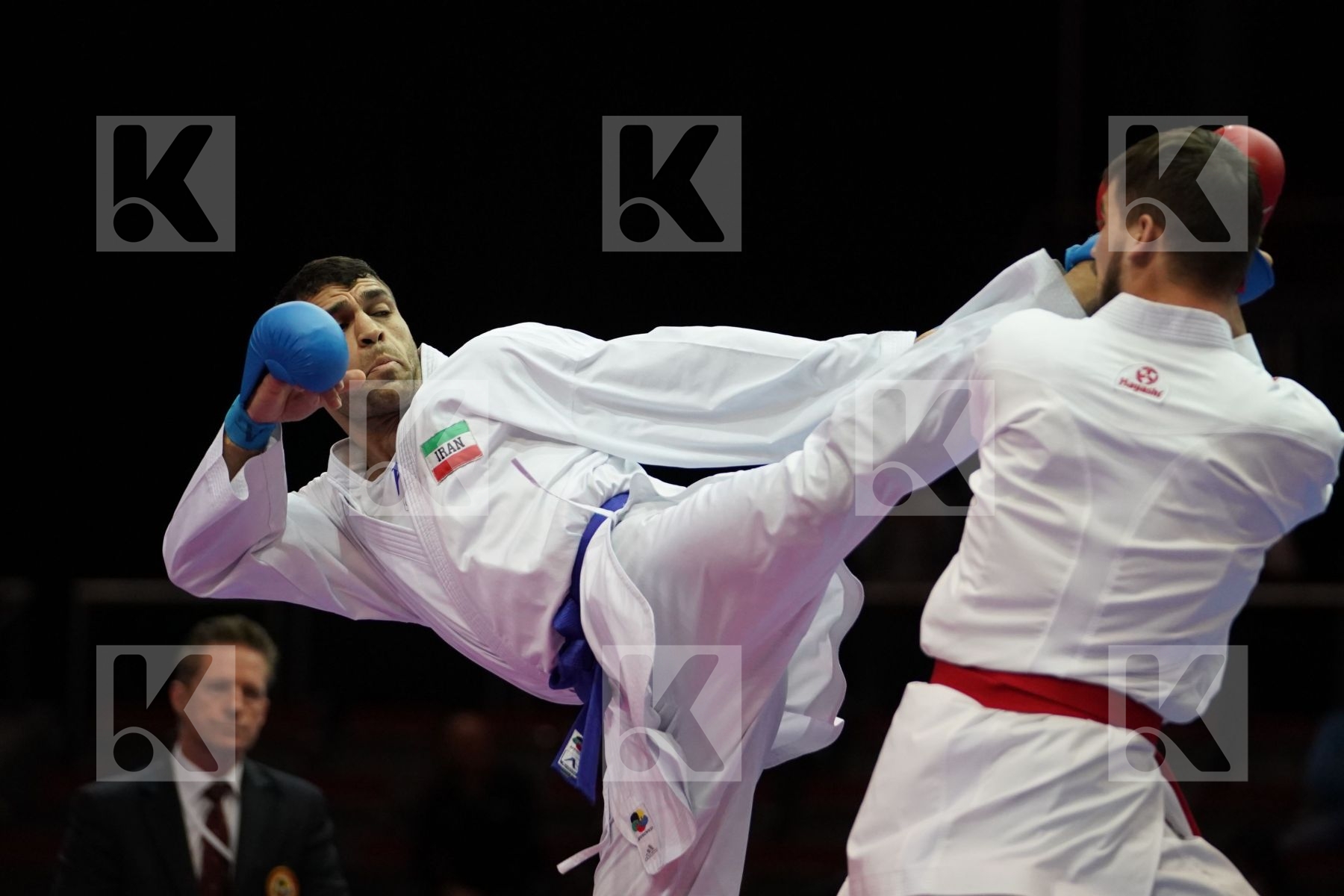 DANIEL GYORGY (HUNGARY) VS ZABIHOLLAH POORSHAB  (ISLAMIC REPUBLIC OF IRAN) in Senior Kumite -84 Kg - Bronze bout