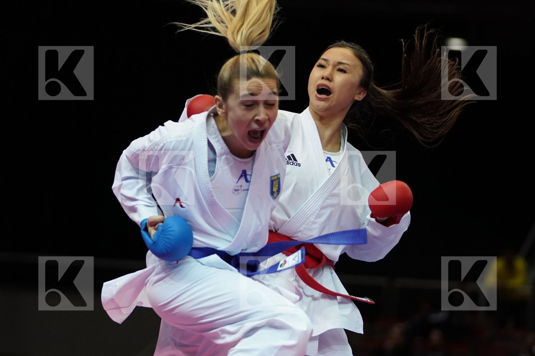 SABINA ZAKHAROVA (KAZAKHSTAN) VS ANZHELIKA TERLIUGA (UKRAINE) in Junior Kumite Male -55 Kg - Bronze bout
