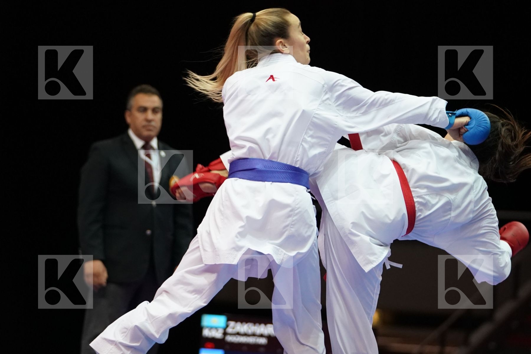 SABINA ZAKHAROVA (KAZAKHSTAN) VS ANZHELIKA TERLIUGA (UKRAINE) in Junior Kumite Male -55 Kg - Bronze bout