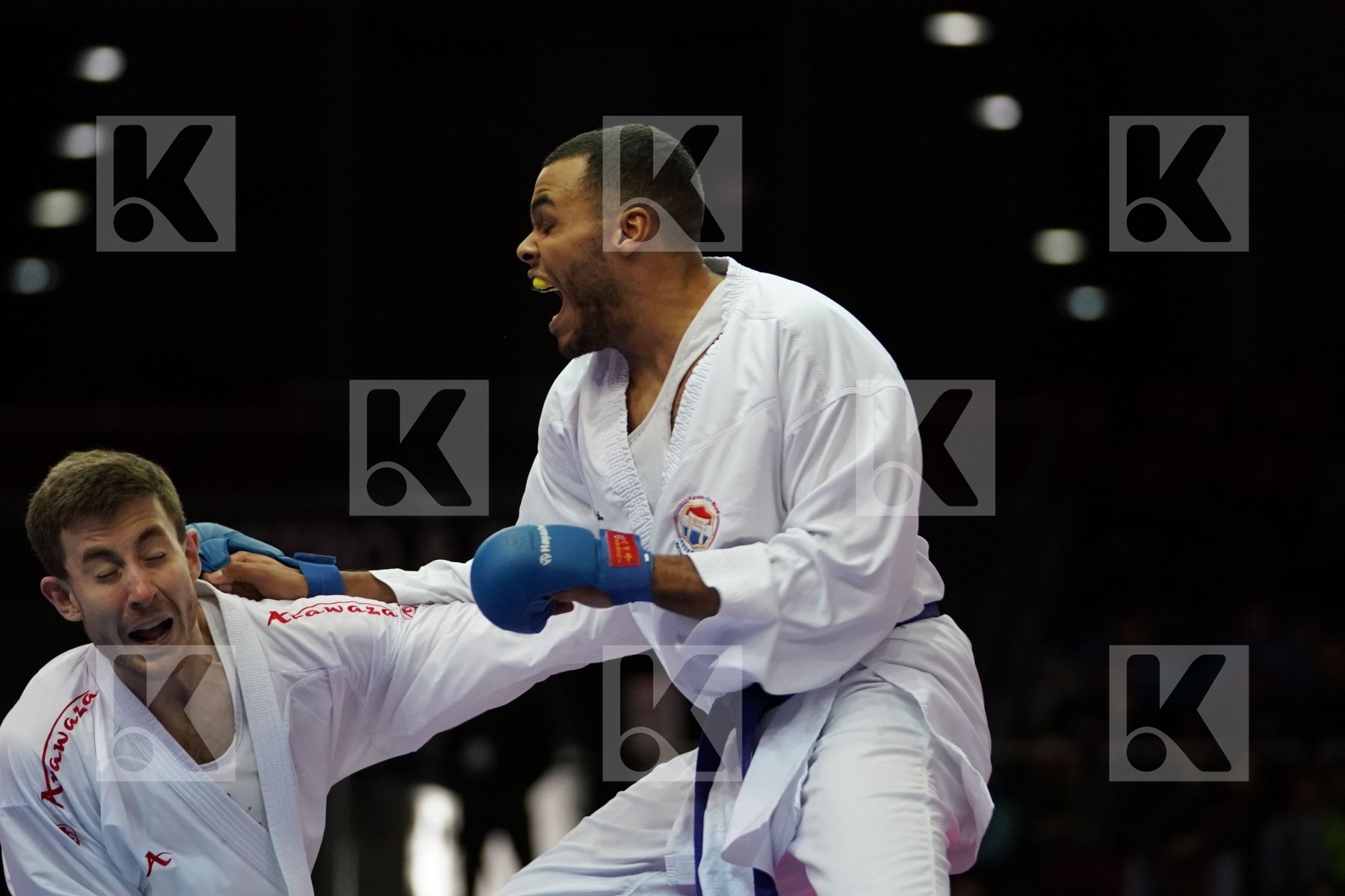 ANDREI GRINEVICH (BELARUS) VS TYRON-DARNELL LARDY (NETHERLANDS) in Senior Kumite 84+ Kg - Bronze bout