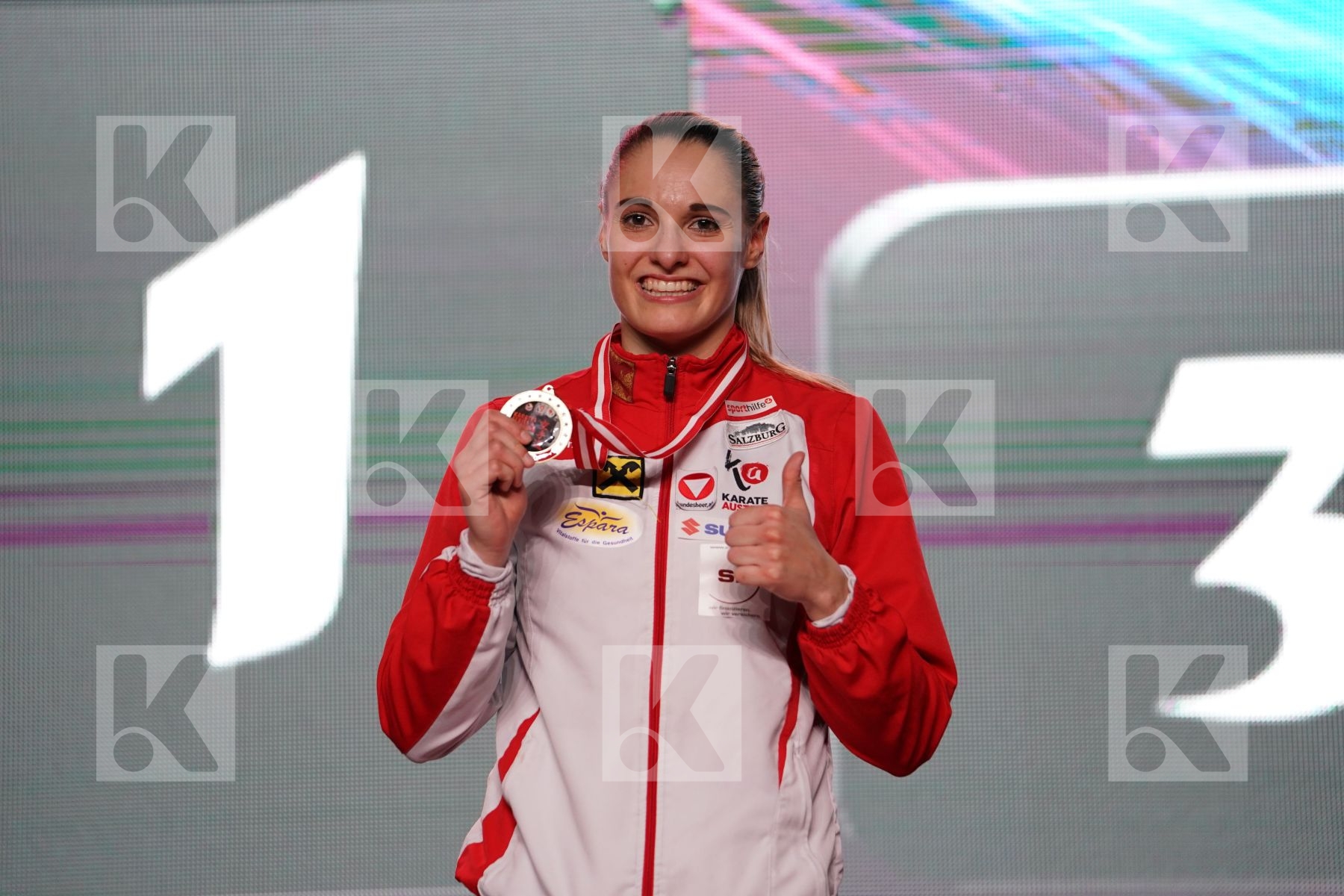 ALISA BUCHINGER (AUSTRIA) in Senior Kumite -68 Kg - podium ceremony
