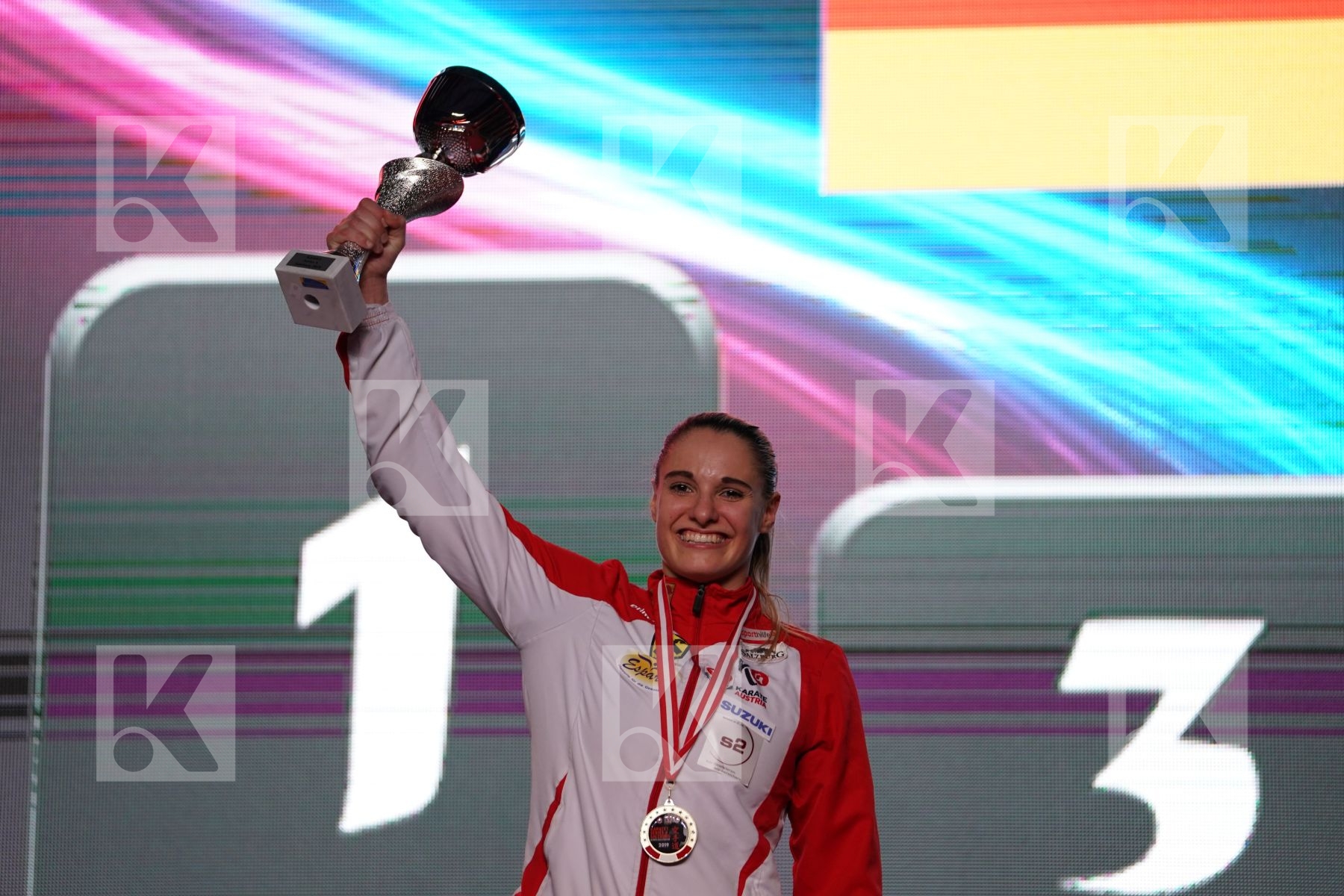 ALISA BUCHINGER (AUSTRIA) in Senior Kumite -68 Kg - podium ceremony