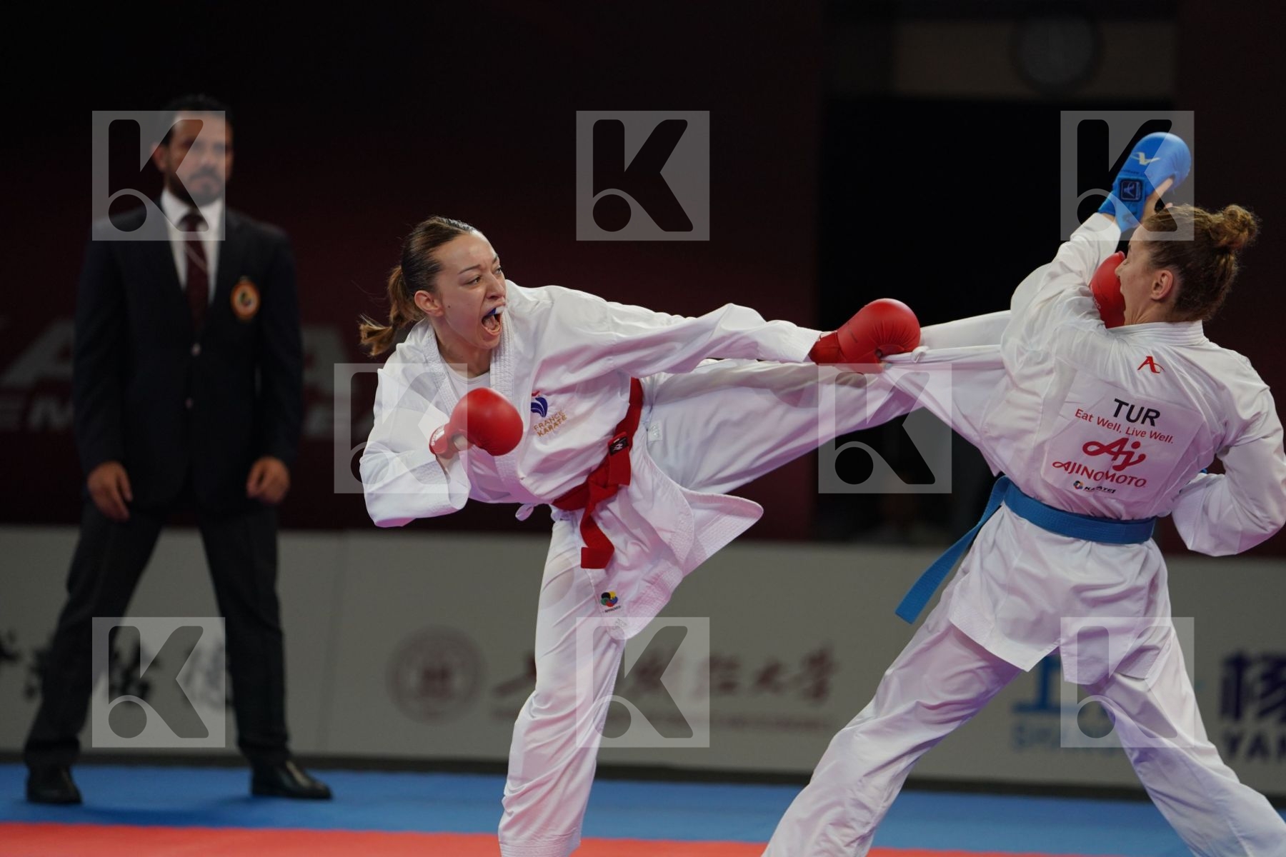 OUIHADDADENE SABRINA (FRANCE) vs YAKAN TUBA (TURKEY) in Senior Kumite -55 Kg - Bronze bout