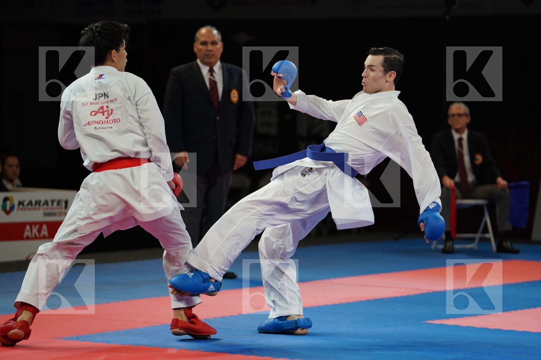 SAKIYAMA YUSEI (JAPAN) vs SCOTT THOMAS (USA) in Senior Kumite -75 Kg - Bronze bout