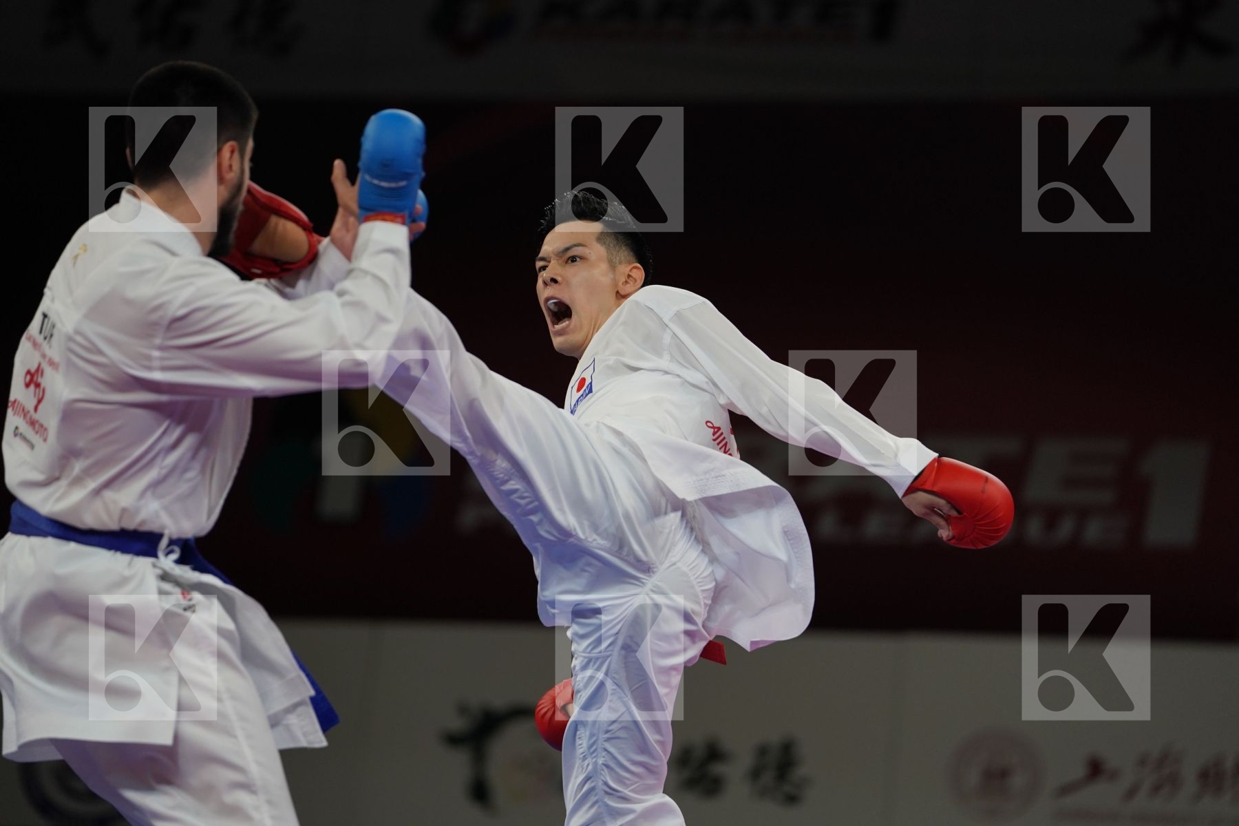 NISHIMURA KEN (JAPAN) vs ELTEMUR ERMAN (TURKEY) in Senior Kumite -75 Kg - Bronze bout
