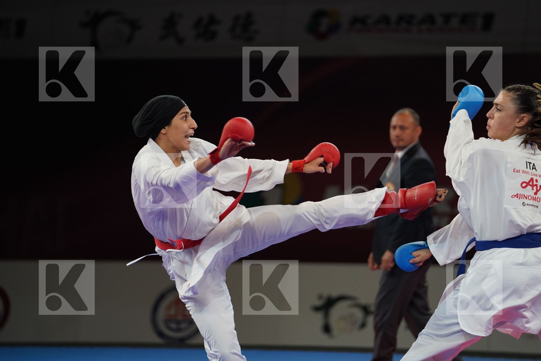 ABBASALI HAMIDEH (ISLAMIC REPUBLIC OF IRAN) vs FERRACUTI CLIO (ITALY) in Senior Kumite 68+ Kg - Bronze bout