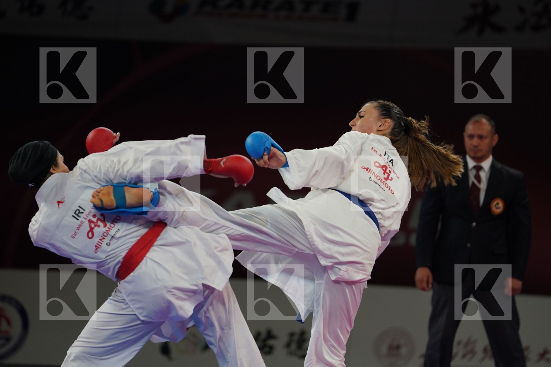ABBASALI HAMIDEH (ISLAMIC REPUBLIC OF IRAN) vs FERRACUTI CLIO (ITALY) in Senior Kumite 68+ Kg - Bronze bout