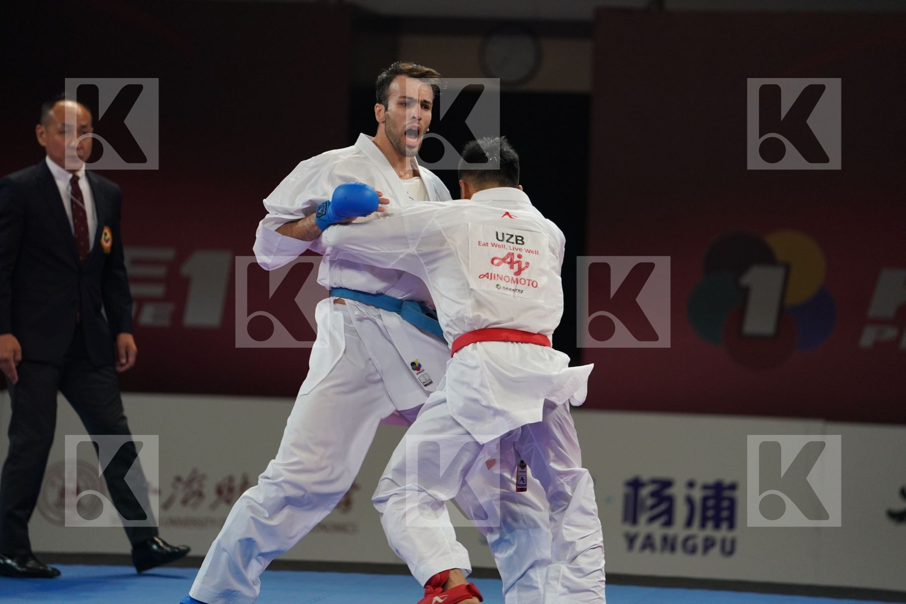 OTABOLAEV DASTONBEK (UZBEKISTAN) vs ASGARI GHONCHEH BAHMAN (ISLAMIC REPUBLIC OF IRAN) in Senior Kumite -75 Kg - Gold bout