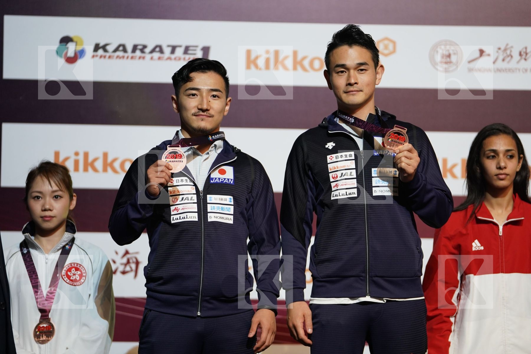 MOTO KAZUMASA (JAPAN), SHIMBABA ISSEI (JAPAN) during podium ceremony