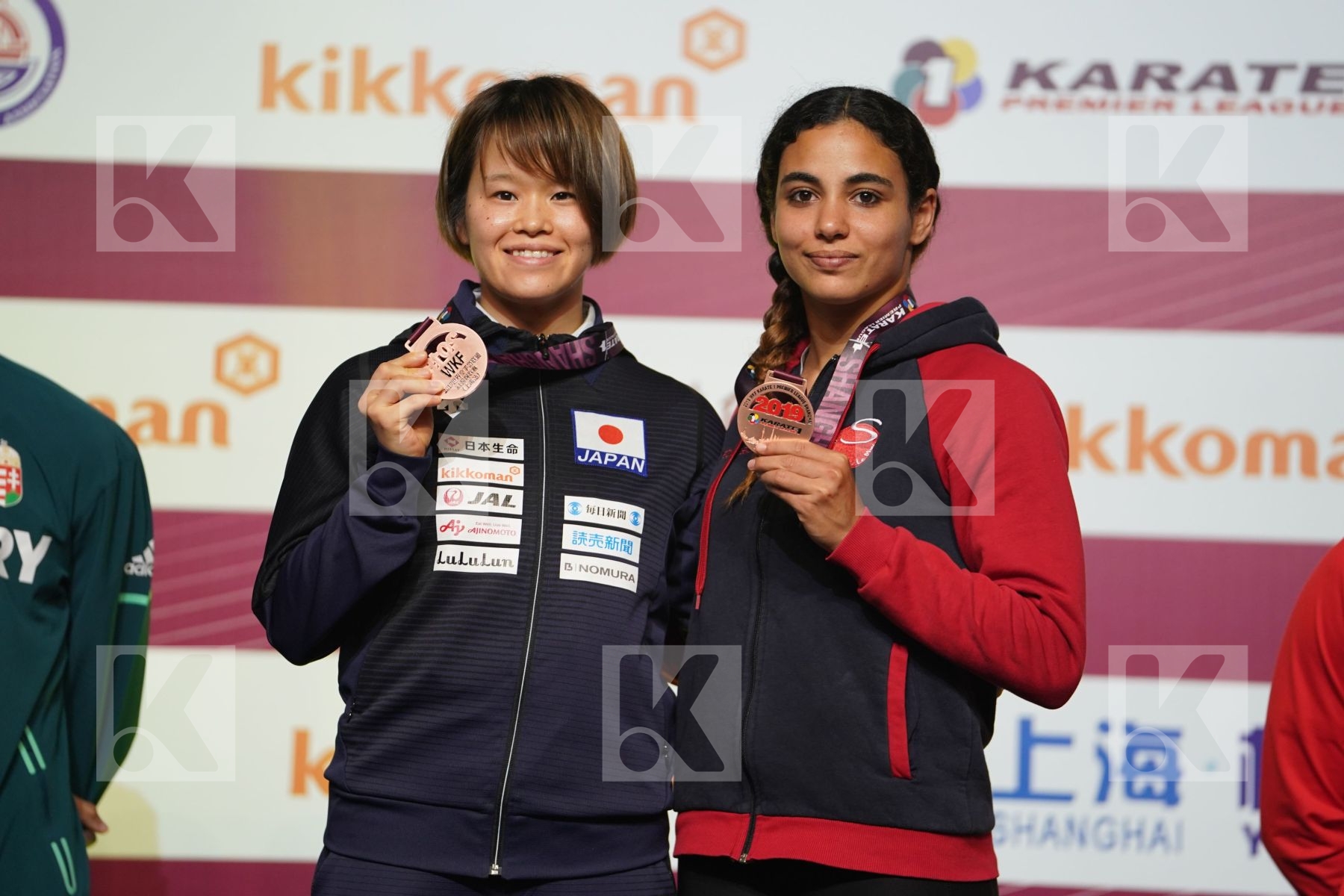 MORIGUCHI AYAMI (JAPAN), HEURTAULT LEILA (FRANCE) during podium ceremony