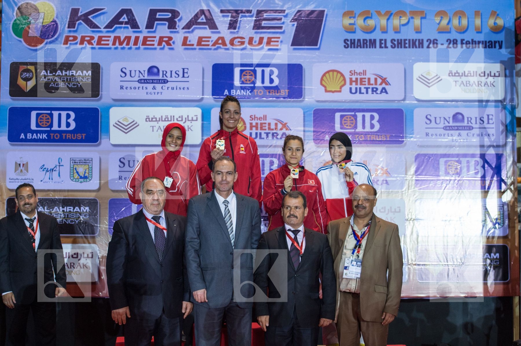 -68 kg Aly Aya Bouaziz Chaima Egypt Ezzat Yasmine kumite podium