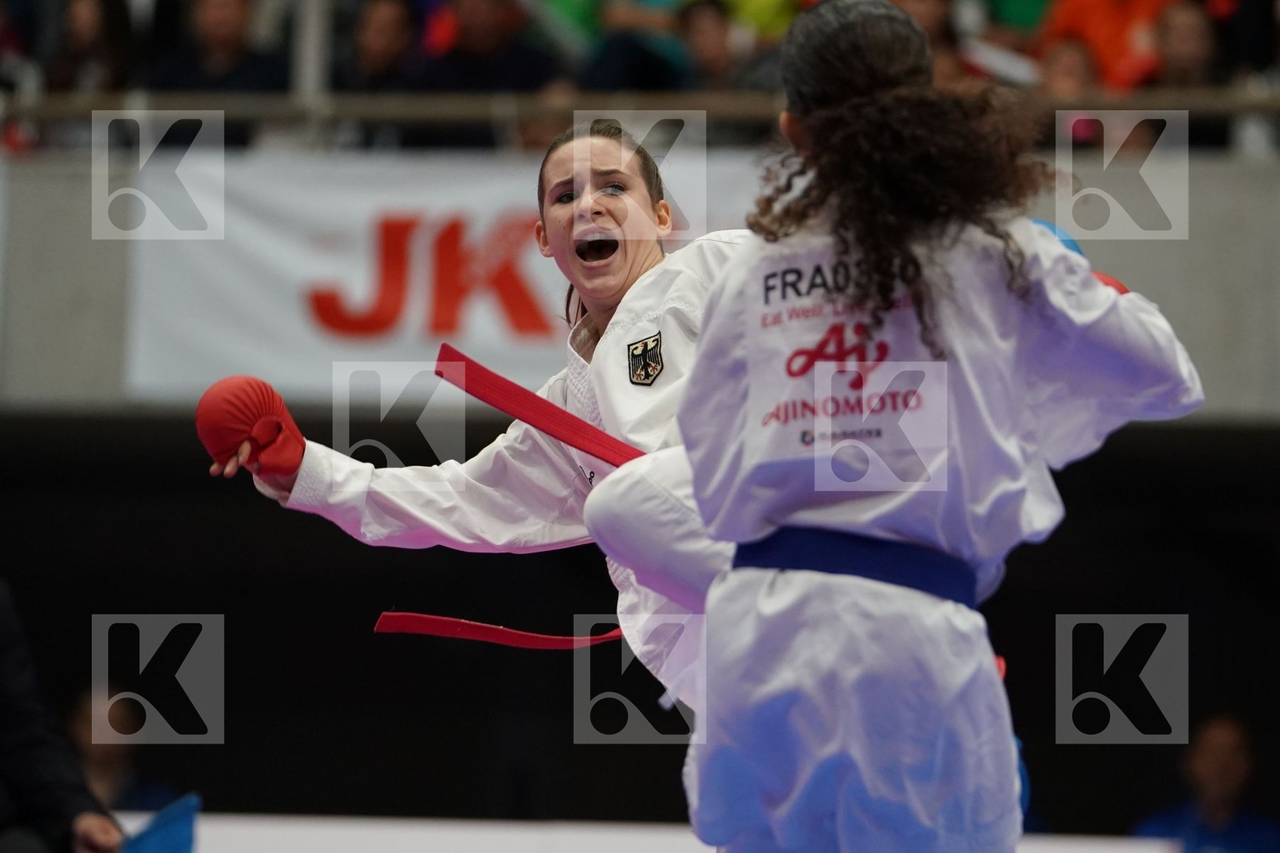 HUBRICH SHARA (GERMANY) VS BOUDERBANE SOPHIA (FRANCE) in Senior Kumite -50 Kg - Bronze bout