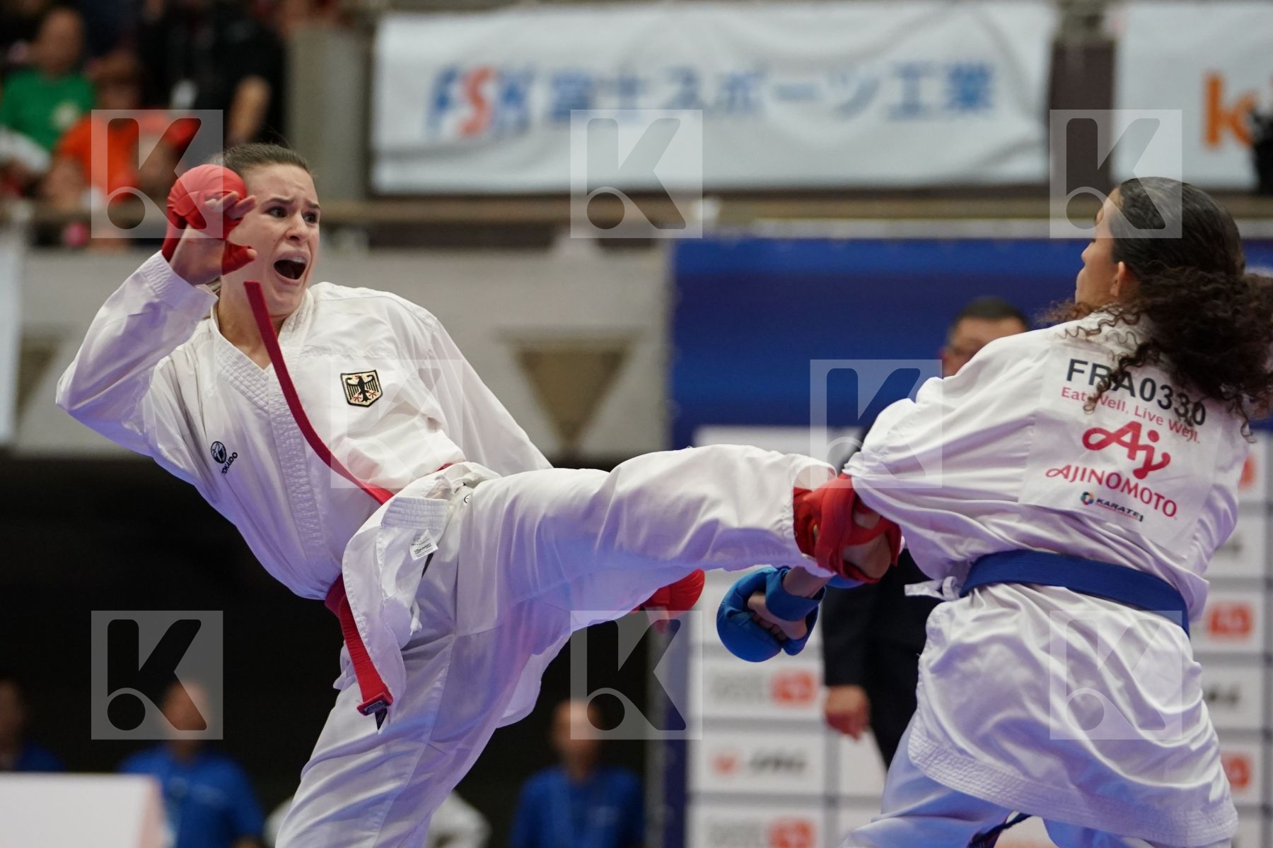 HUBRICH SHARA (GERMANY) VS BOUDERBANE SOPHIA (FRANCE) in Senior Kumite -50 Kg - Bronze bout