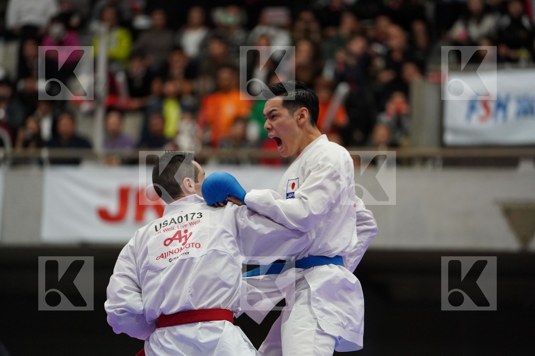 SCOTT THOMAS (USA) VS NISHIMURA KEN (JAPAN) in Senior Kumite Ð 75 Kg - Bronze bout