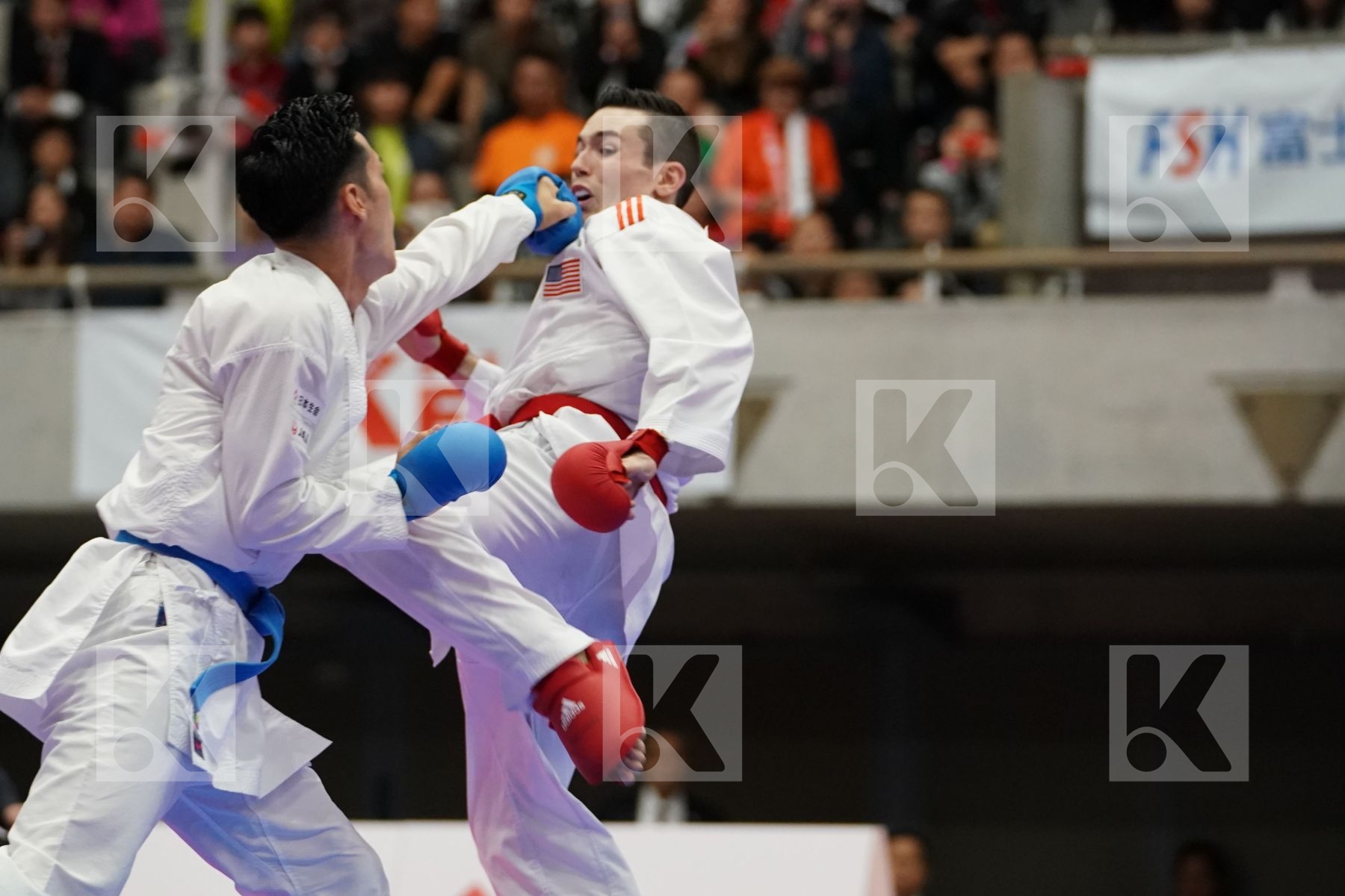SCOTT THOMAS (USA) VS NISHIMURA KEN (JAPAN) in Senior Kumite Ð 75 Kg - Bronze bout