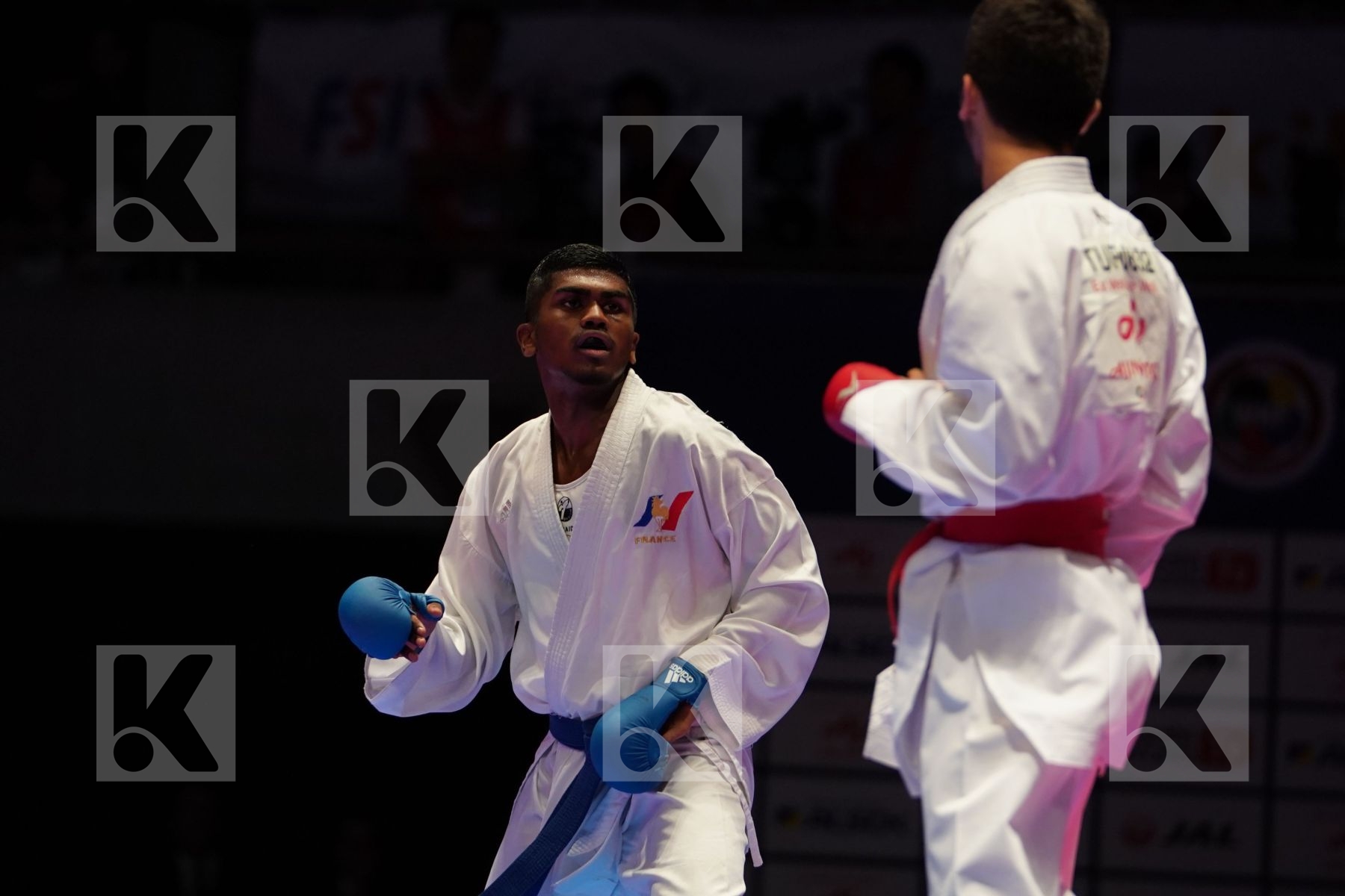SAMDAN ERAY (TURKEY) VS KANAGASINGAM KAJITH (FRANCE) in Senior Kumite -60 Kg - Gold bout