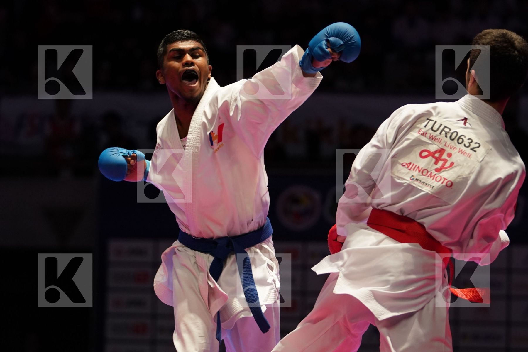 SAMDAN ERAY (TURKEY) VS KANAGASINGAM KAJITH (FRANCE) in Senior Kumite -60 Kg - Gold bout