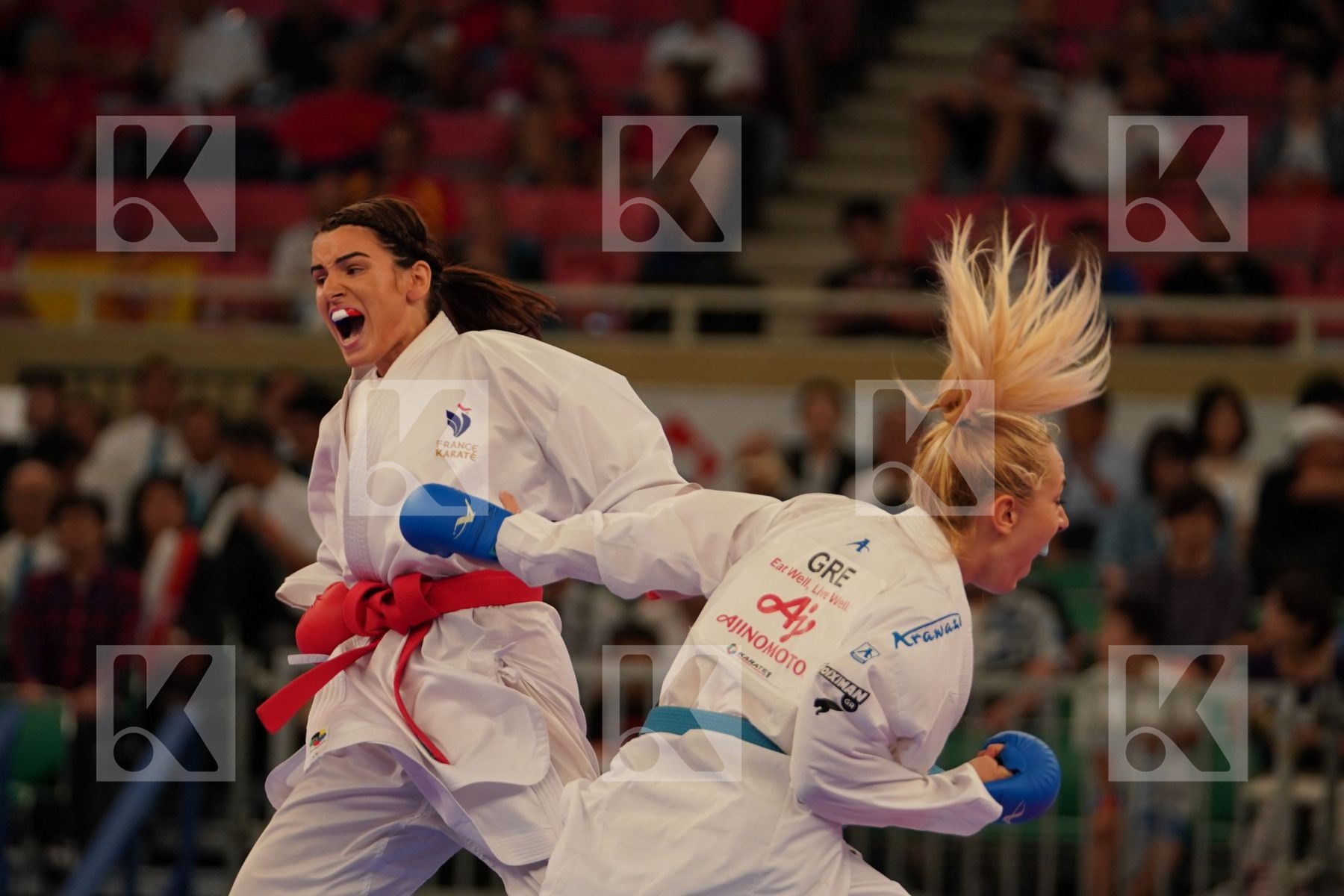 GARCIA NANCY (FRANCE) vs CHATZILIADOU ELENI (GREECE) in Senior Kumite 68+ Kg - Bronze bout