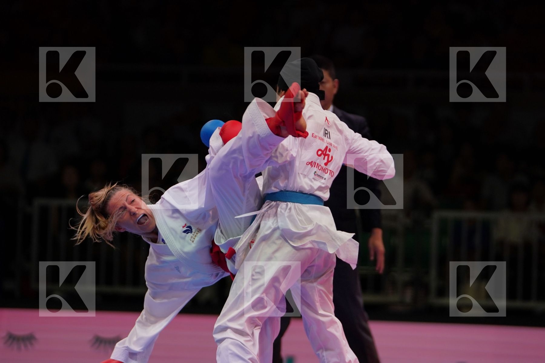 RECCHIA ALEXANDRA (FRANCE) vs BAHMANYAR SARA (IRAN) in Senior Kumite -50 Kg - Gold bout