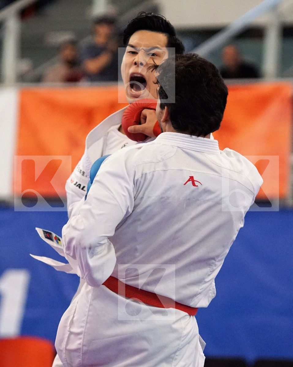 ALNAJJAR BASHAR (JORDAN) vs NISHIMURA KEN (JAPAN) in Senior Kumite Ð 75 Kg - Gold bout
