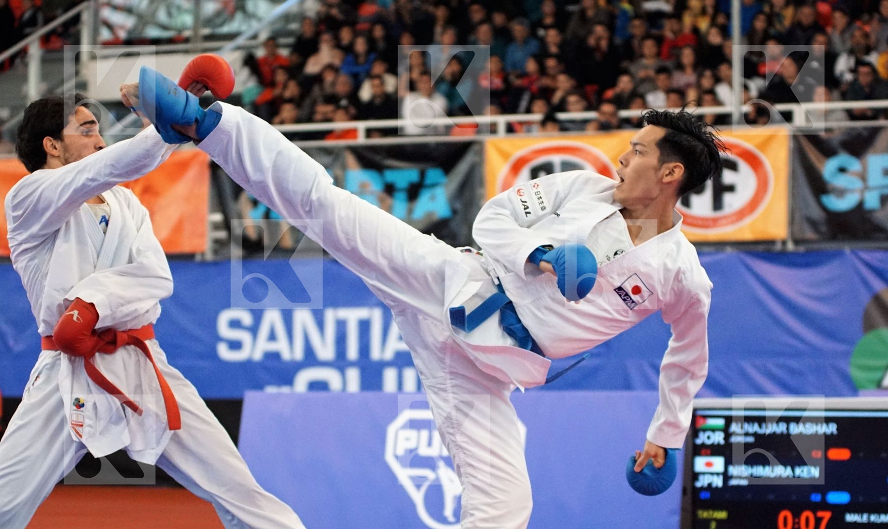 ALNAJJAR BASHAR (JORDAN) vs NISHIMURA KEN (JAPAN) in Senior Kumite Ð 75 Kg - Gold bout