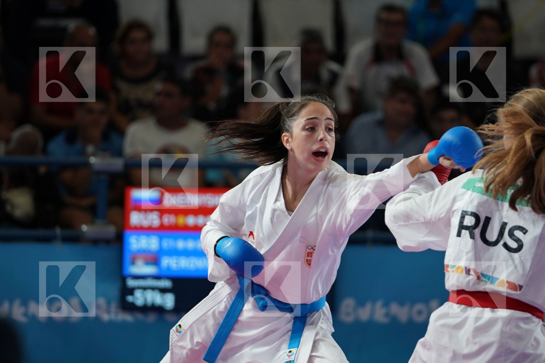 ANNA CHERNYSHEVA (RUSSIA) vs IVANA PEROVIC (SERBIA) in Junior Kumite Female - 59 Kg - Semifinal