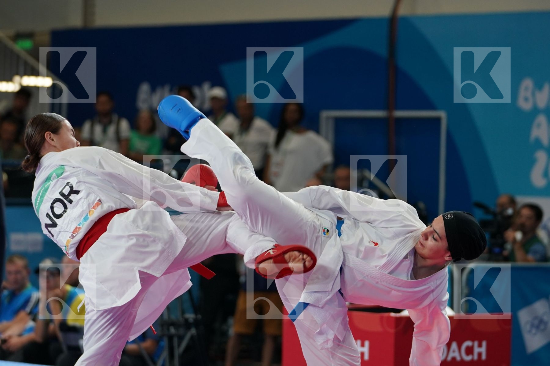ANNIKA SAELID (NORWAY) vs NEGIN ALTOONI (IRAN) in Junior Kumite Female 59+ Kg - Semifinal