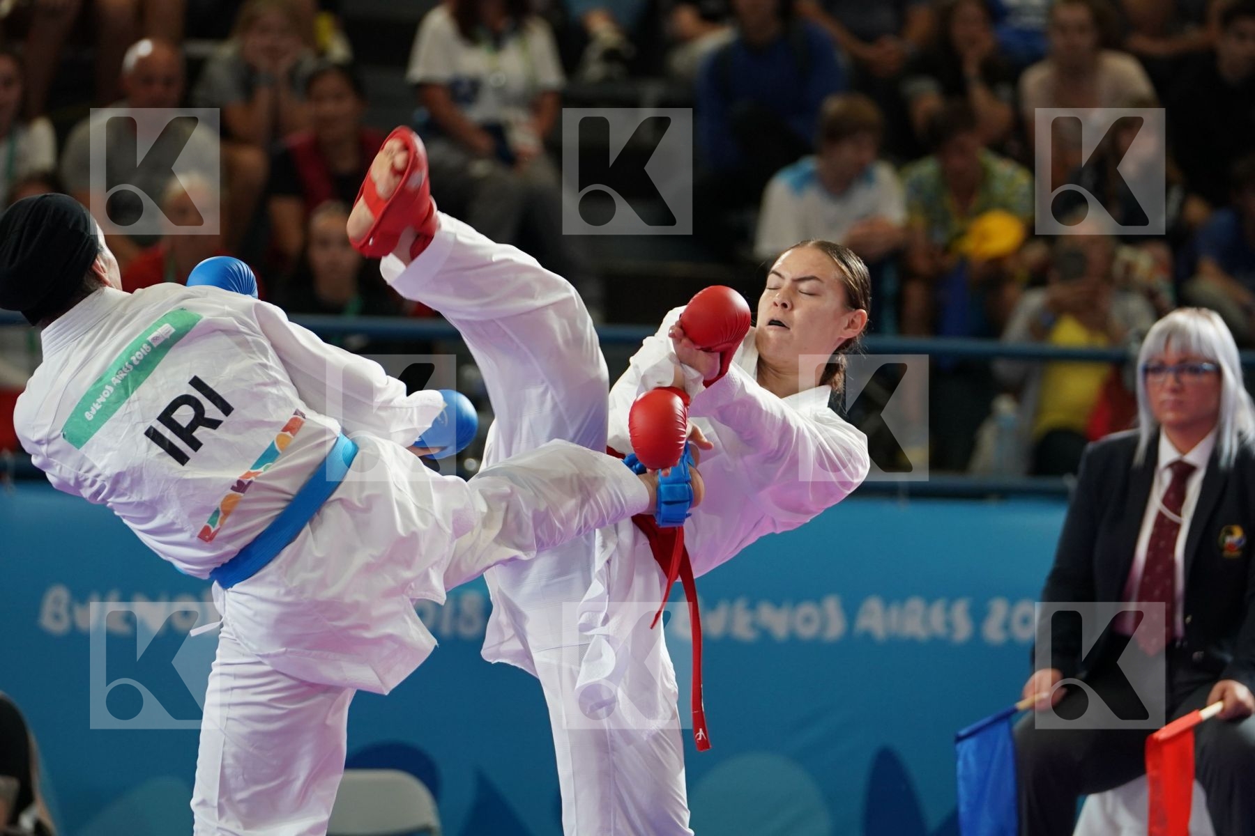 ANNIKA SAELID (NORWAY) vs NEGIN ALTOONI (IRAN) in Junior Kumite Female 59+ Kg - Semifinal