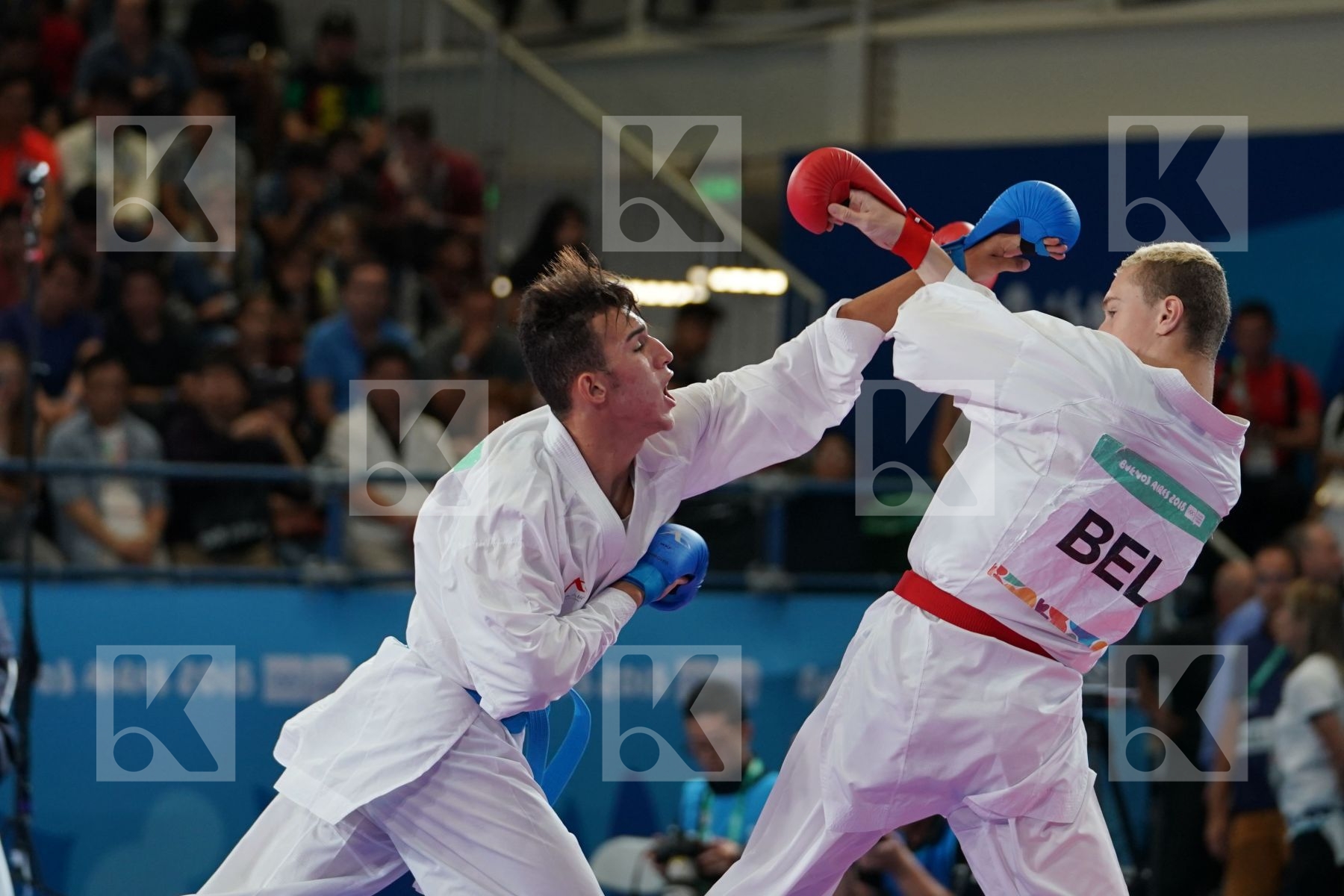 QUENTIN MAHAUDEN (BELGIUM) vs YASSINE SEKOURI (MOROCCO) in Junior Kumite Male Ð 68 Kg - Final bout