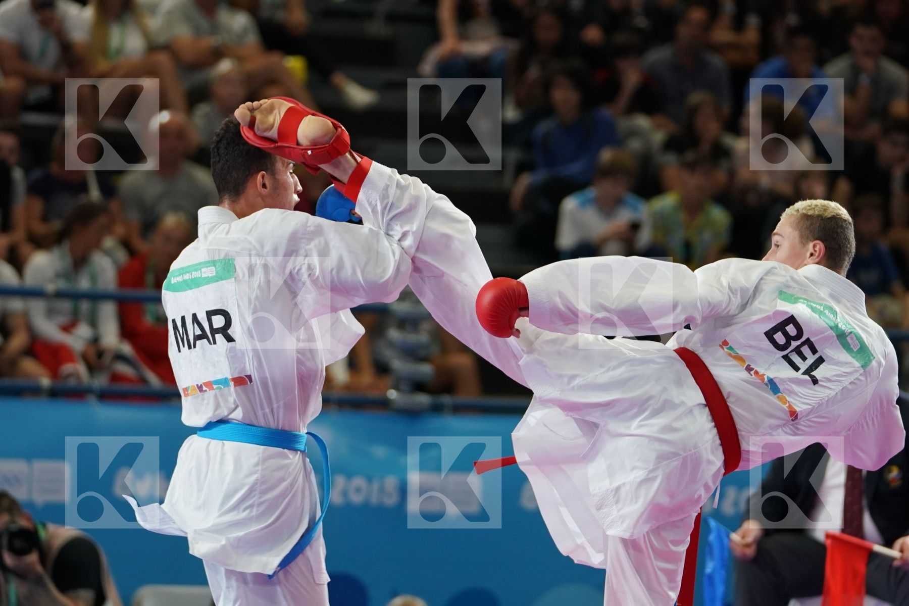 QUENTIN MAHAUDEN (BELGIUM) vs YASSINE SEKOURI (MOROCCO) in Junior Kumite Male Ð 68 Kg - Final bout
