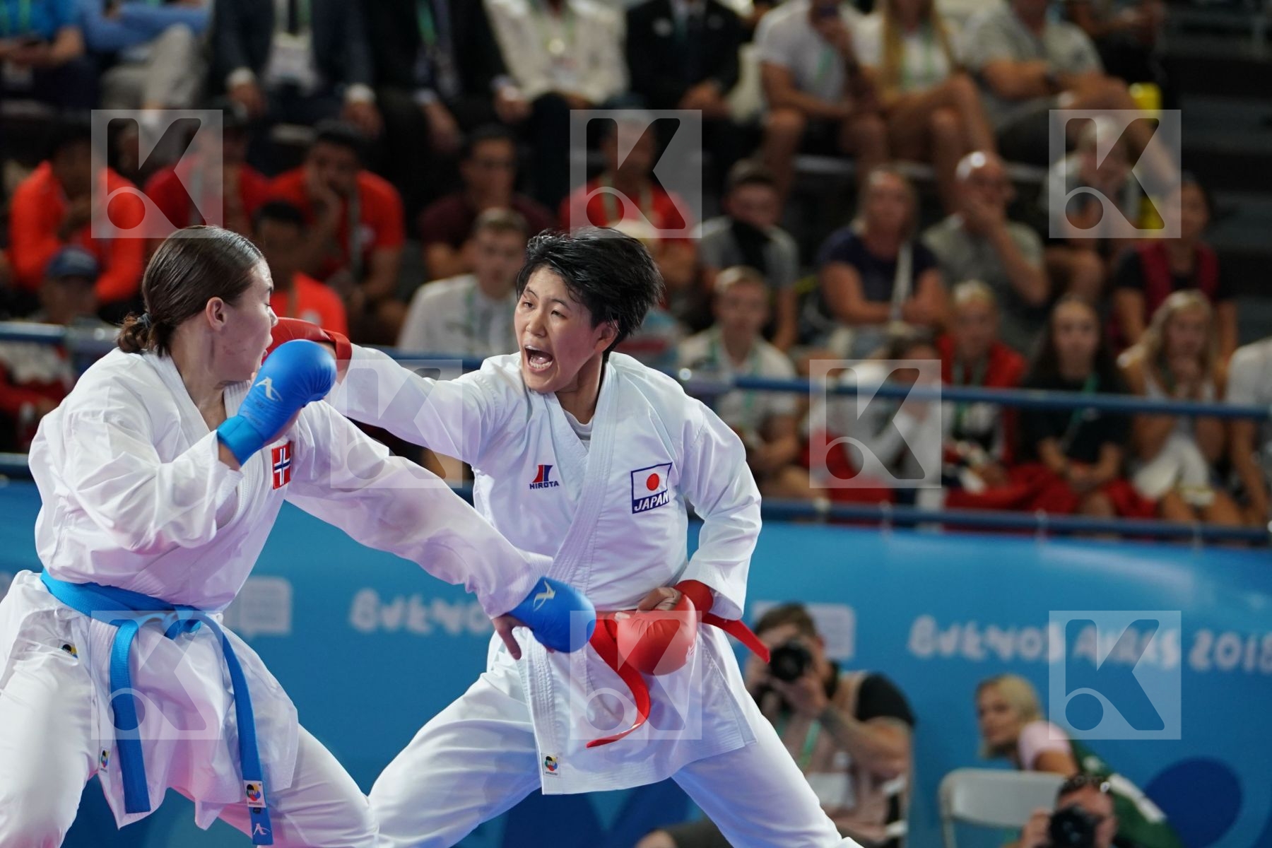 SAKURA SAWASHIMA (JAPAN) vs ANNIKA SAELID (NORWAY) in Junior Kumite Female 59+ Kg - Final bout
