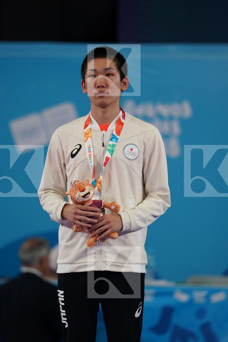 MOHAMMED ALASSIRI (SAUDI ARABIA), MASAKI YAMAOKA (JAPAN), OUSSAMA EDARI (MOROCCO), FAHIK VESELI (FYR OF MACEDONIA) in Junior Kumite Male Ð 61 Kg - Podium ceremony