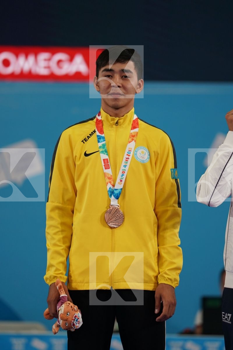 QUENTIN MAHAUDEN (BELGIUM), YASSINE SEKOURI (MOROCCO), ABILMANSUR BATYRGALI (KAZAKHSTAN), ROSARIO RUGGIERO (ITALY) in Junior Kumite Male Ð 68 Kg - podium ceremony