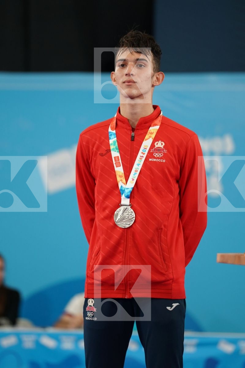 QUENTIN MAHAUDEN (BELGIUM), YASSINE SEKOURI (MOROCCO), ABILMANSUR BATYRGALI (KAZAKHSTAN), ROSARIO RUGGIERO (ITALY) in Junior Kumite Male Ð 68 Kg - podium ceremony