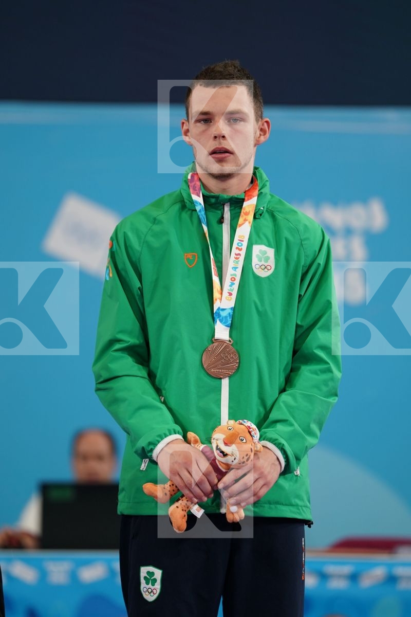 NAVID MOHAMMADI (IRAN), NABIL ECH-CHAABI (MOROCCO), ENES BULUT (TURKEY), SEAN MC CARTHY CREAN (IRELAND) in Junior Kumite Male 68 + Kg - podium ceremony