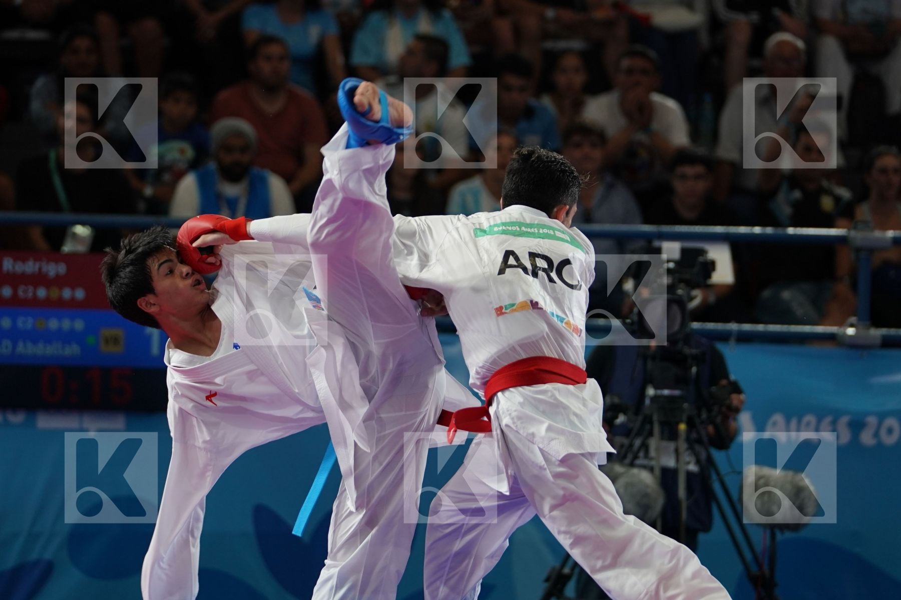 RODRIGO TELLO (ARGENTINA) Vs ABDALLAH HAMMAD (JORDAN) in Junior Kumite Male Ð 61 Kg - Semifinal