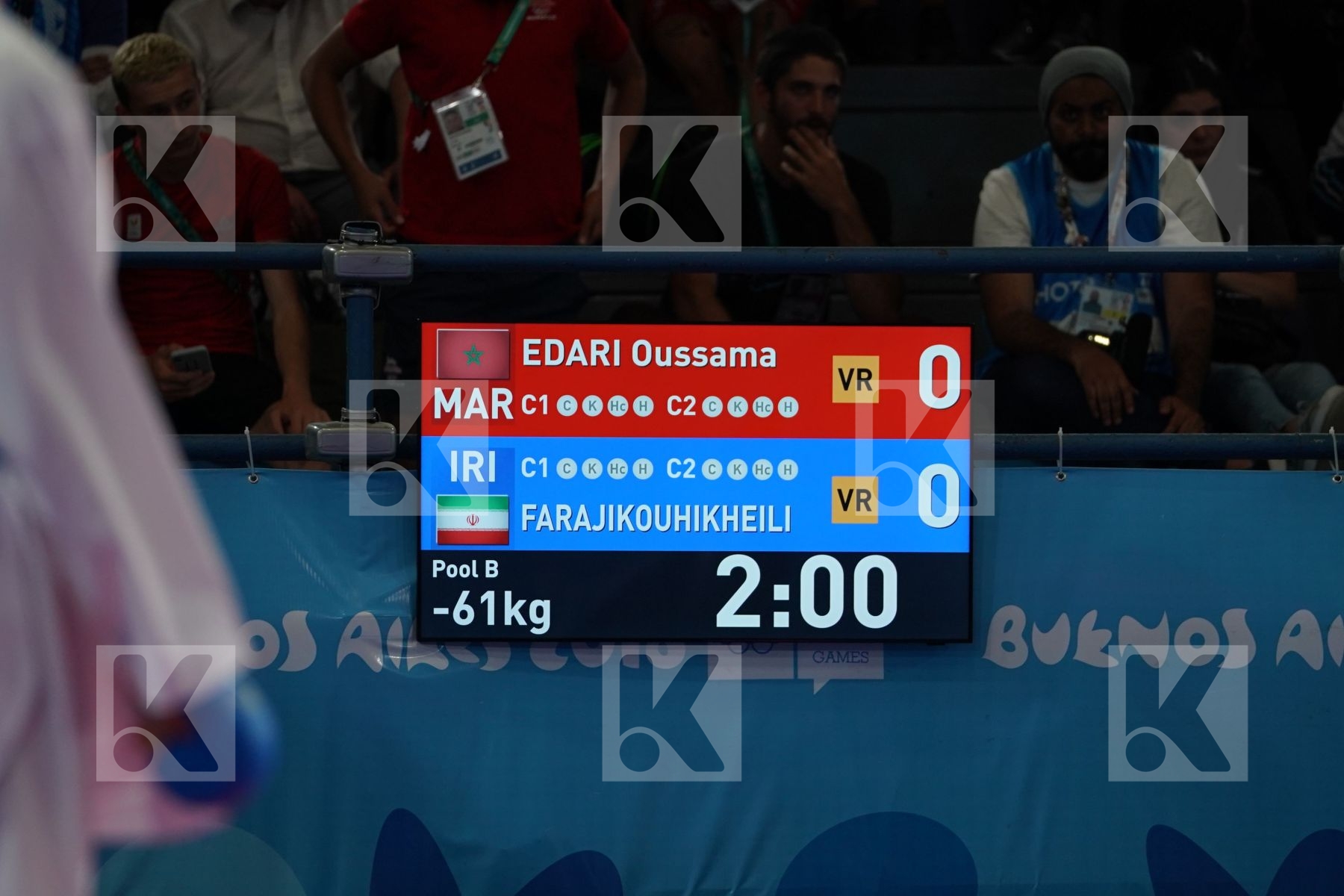 OUSSAMA EDARI (MOROCCO) Vs ALIREZA FARAJIKOUHIKHEILI (IRAN) in Junior Kumite Male Ð 61 Kg - Semifinal