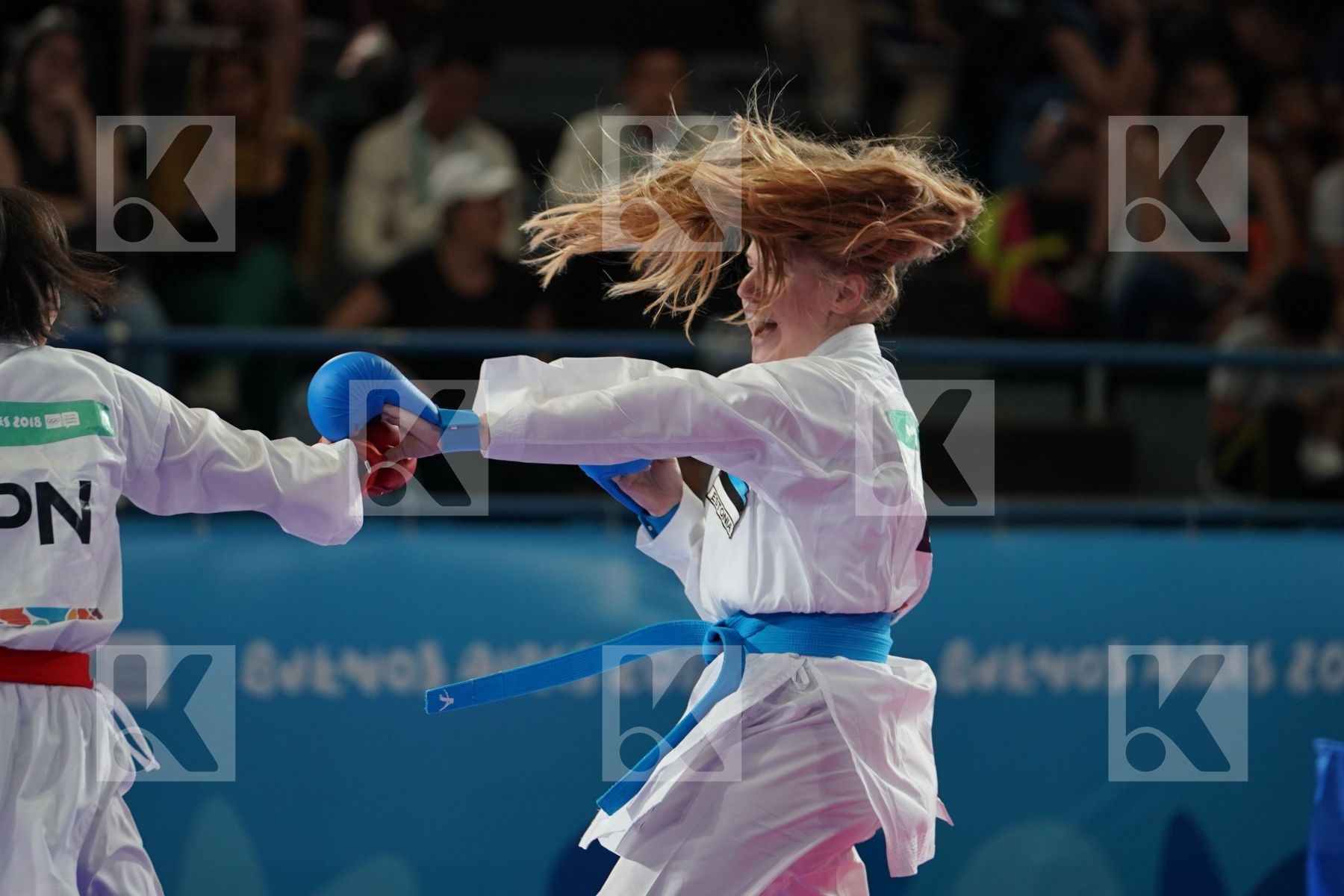 KOKORO SAKAJI (JAPAN) Vs MARTA OSSIPOVA (ESTONIA) in Junior Kumite Female - 59 Kg - Semifinal