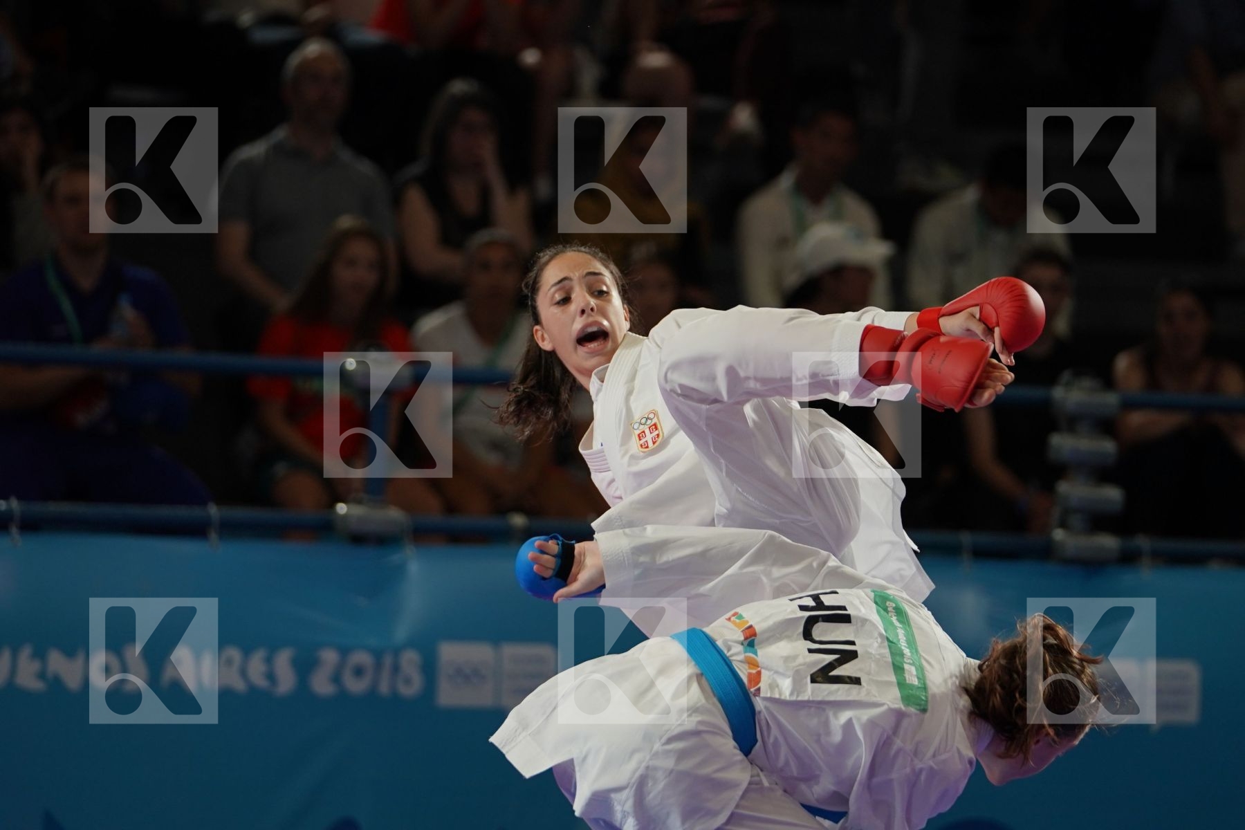 IVANA PEROVIC (SERBIA) Vs ZSOFIA BARANYI (HUNGARY) in Junior Kumite Female - 59 Kg - Semifinal