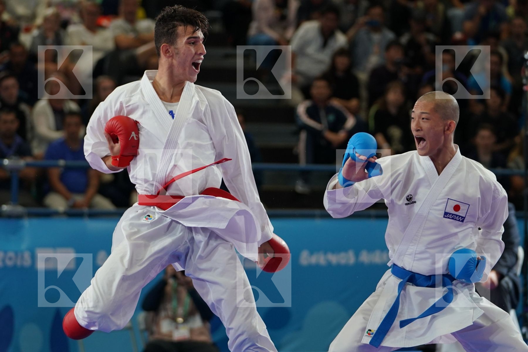 YASSINE SEKOURI (MOROCCO) vs KOTARO NAKAMURA (JAPAN) in Junior Kumite Male Ð 68 Kg - Qualification