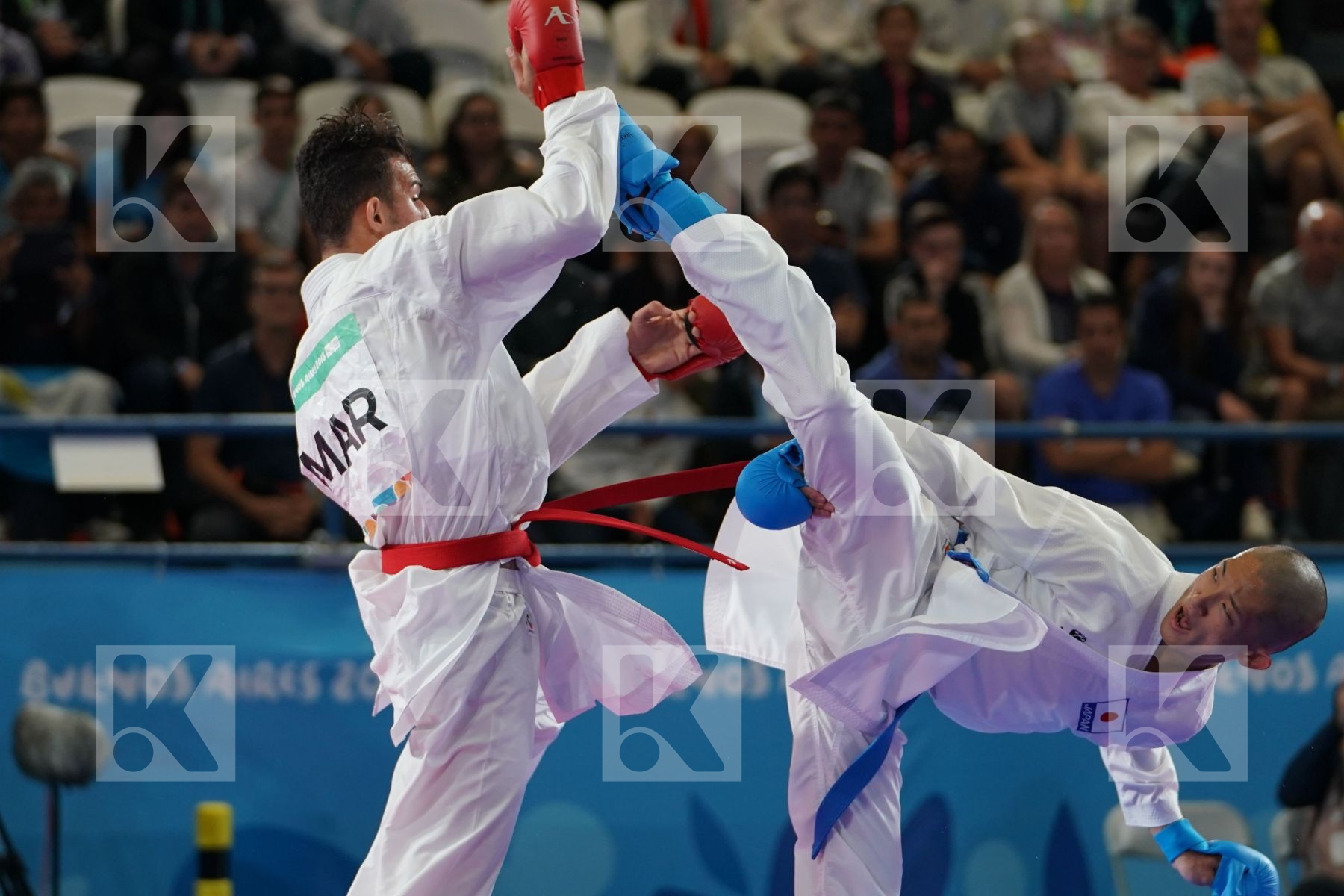 YASSINE SEKOURI (MOROCCO) vs KOTARO NAKAMURA (JAPAN) in Junior Kumite Male Ð 68 Kg - Qualification