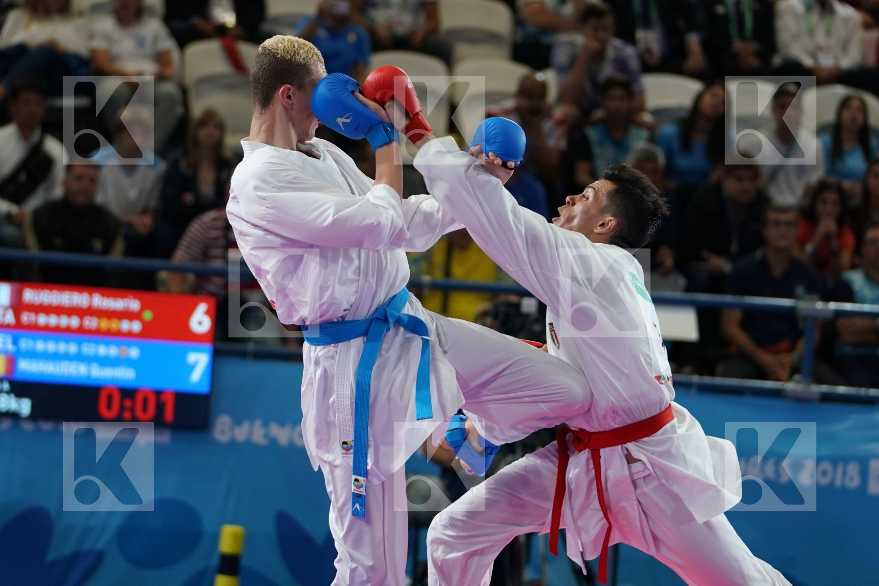 ROSARIO RUGGIERO (ITALY) vs QUENTIN MAHAUDEN (BELGIUM) in Junior Kumite Male Ð 68 Kg - Qualification