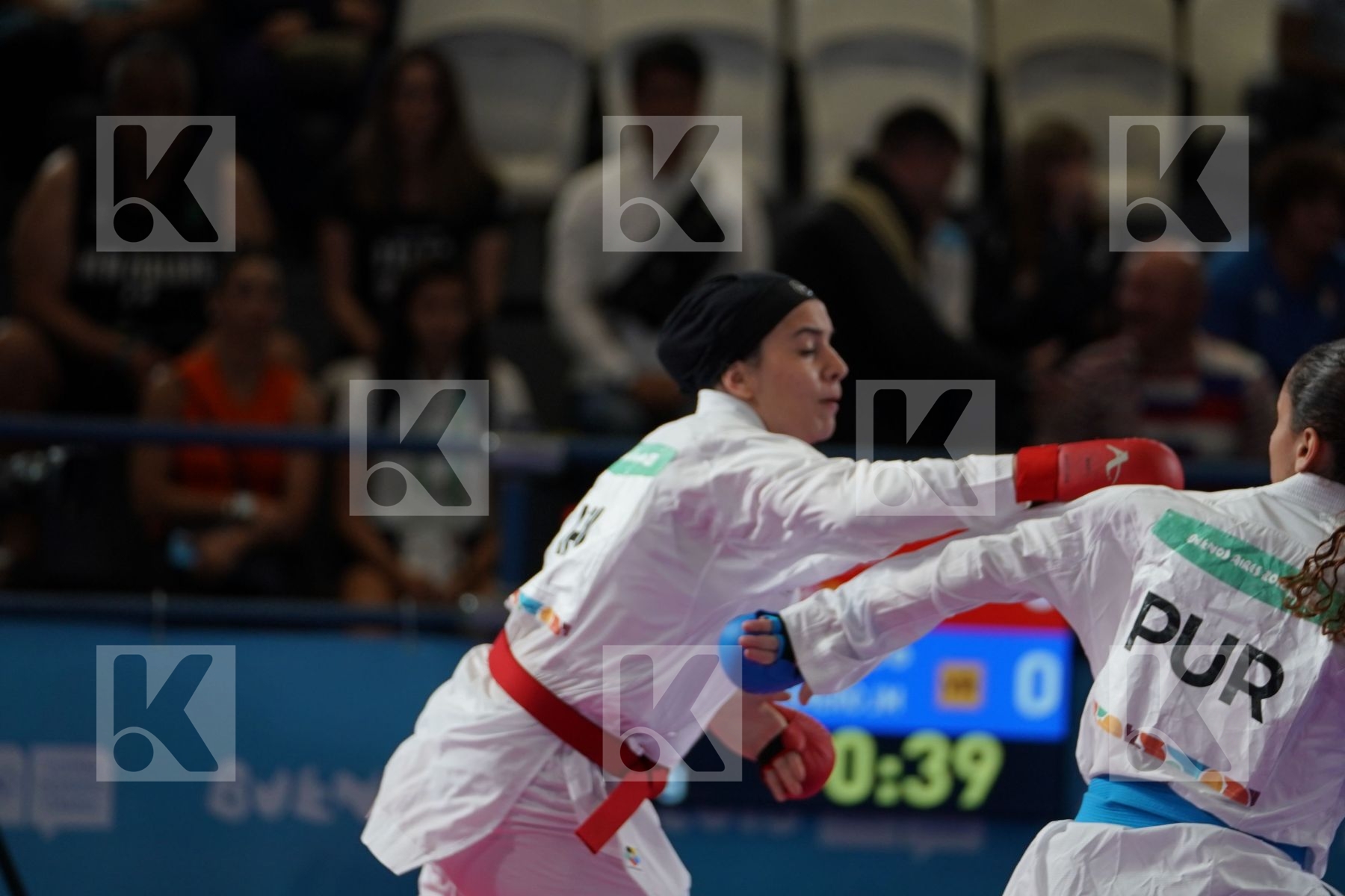 NEGIN ALTOONI (IRAN) vs JANESSA MICHELLE FONSECA (PUERTO RICO) in Junior Kumite Female 59+ Kg - Qualification