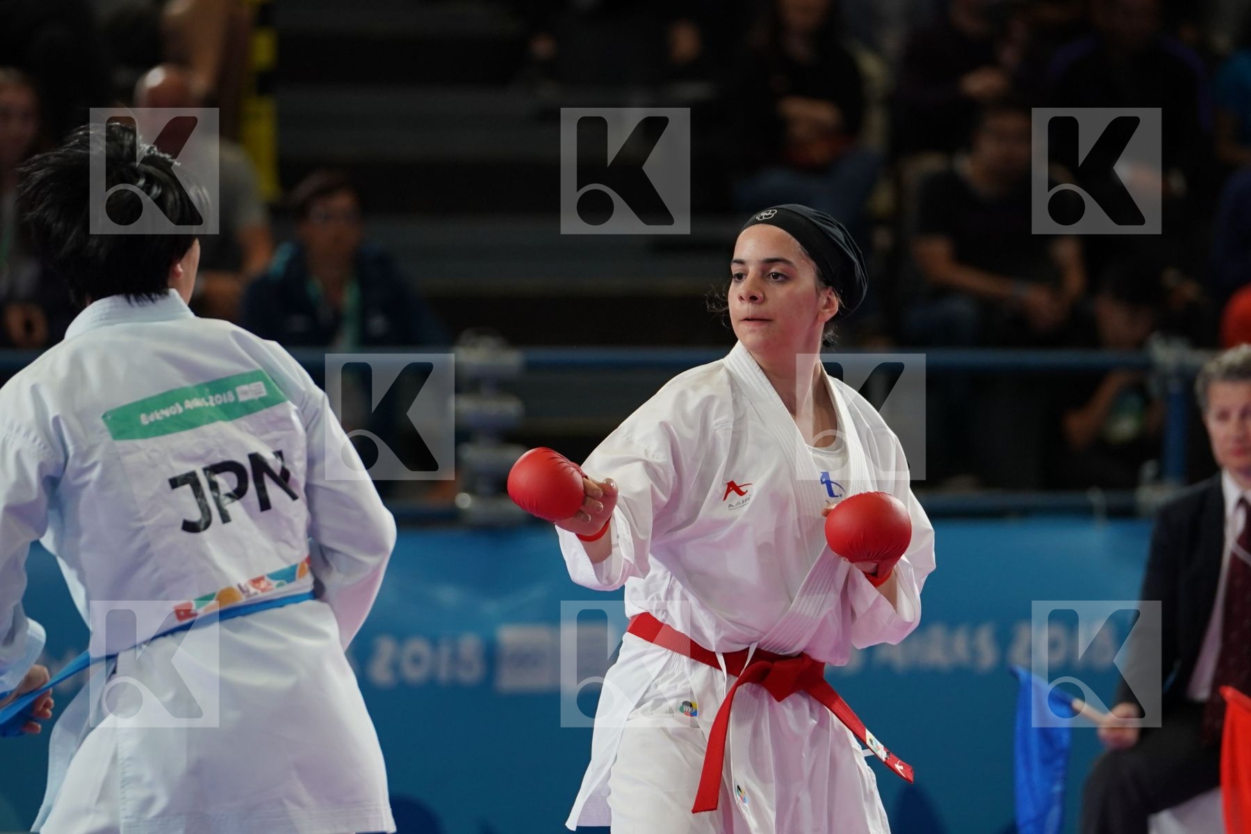 NEGIN ALTOONI (IRAN) vs SAKURA SAWASHIMA (JAPAN) in Junior Kumite Female 59+ Kg - Qualification