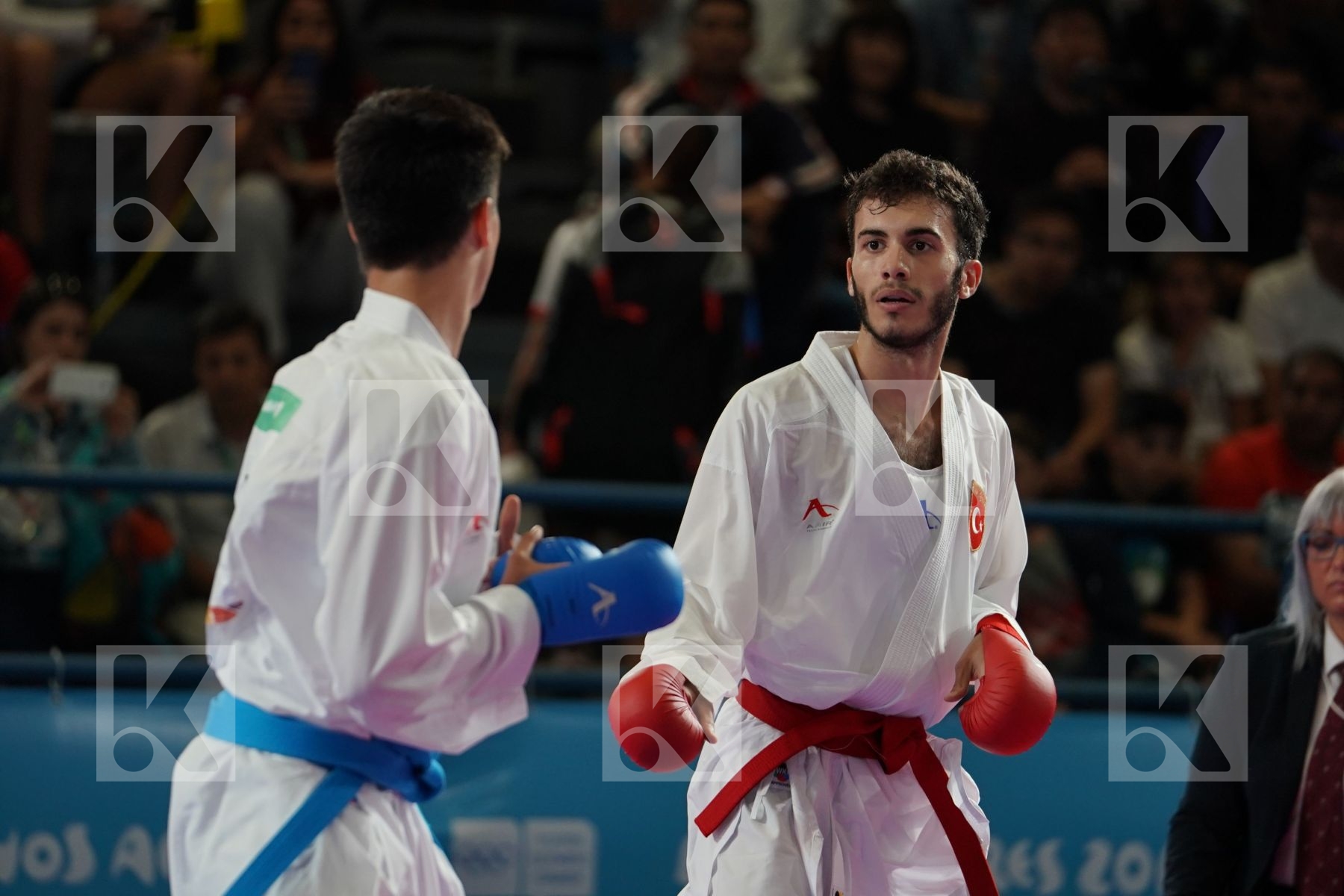 ENES BULUT (TURKEY) vs RAUKAWA JEFFERIES (NEW ZEALAND) in Senior Kumite 68+ Kg - Qualification
