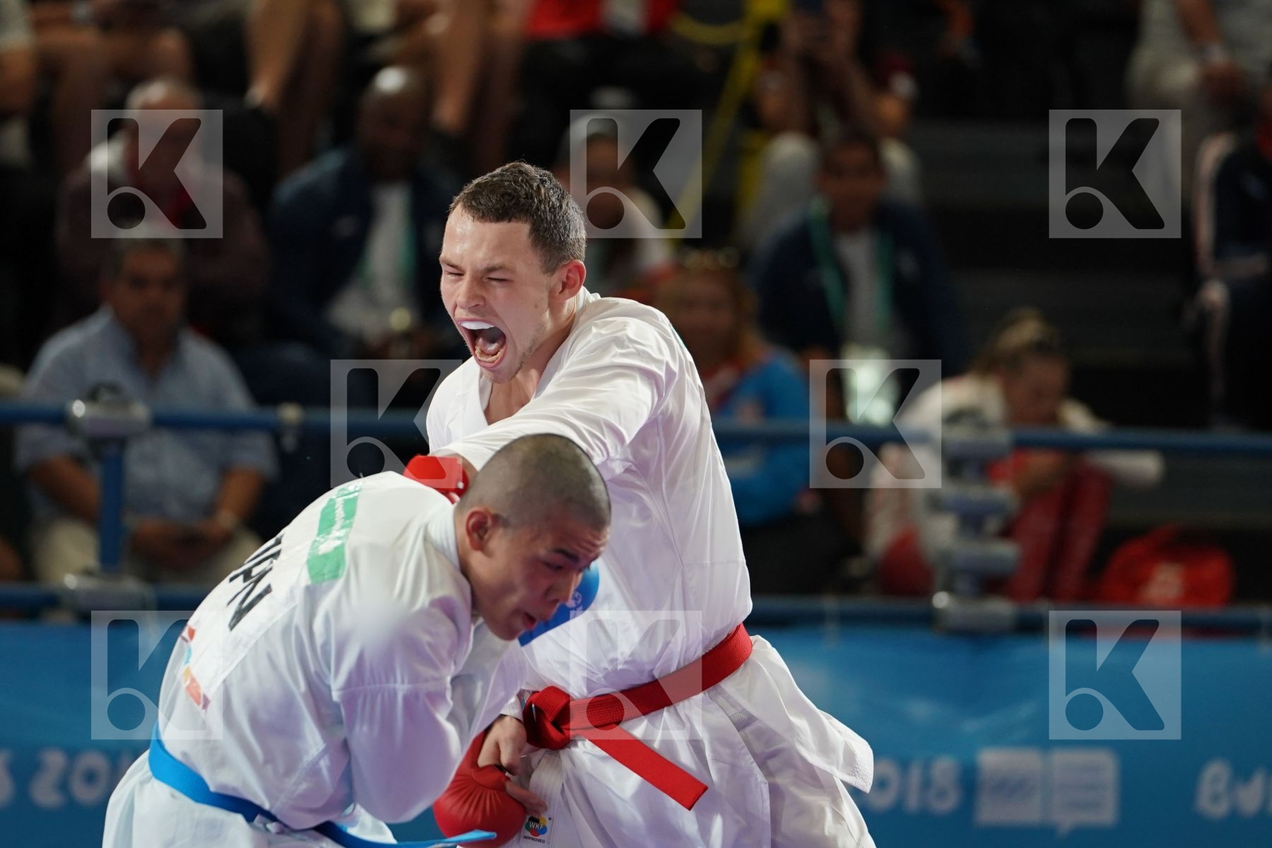 SEAN MC CARTHY CREAN (IRELAND) vs KEISEI SAKIYAMA (JAPAN) in Senior Kumite 68+ Kg - Qualification