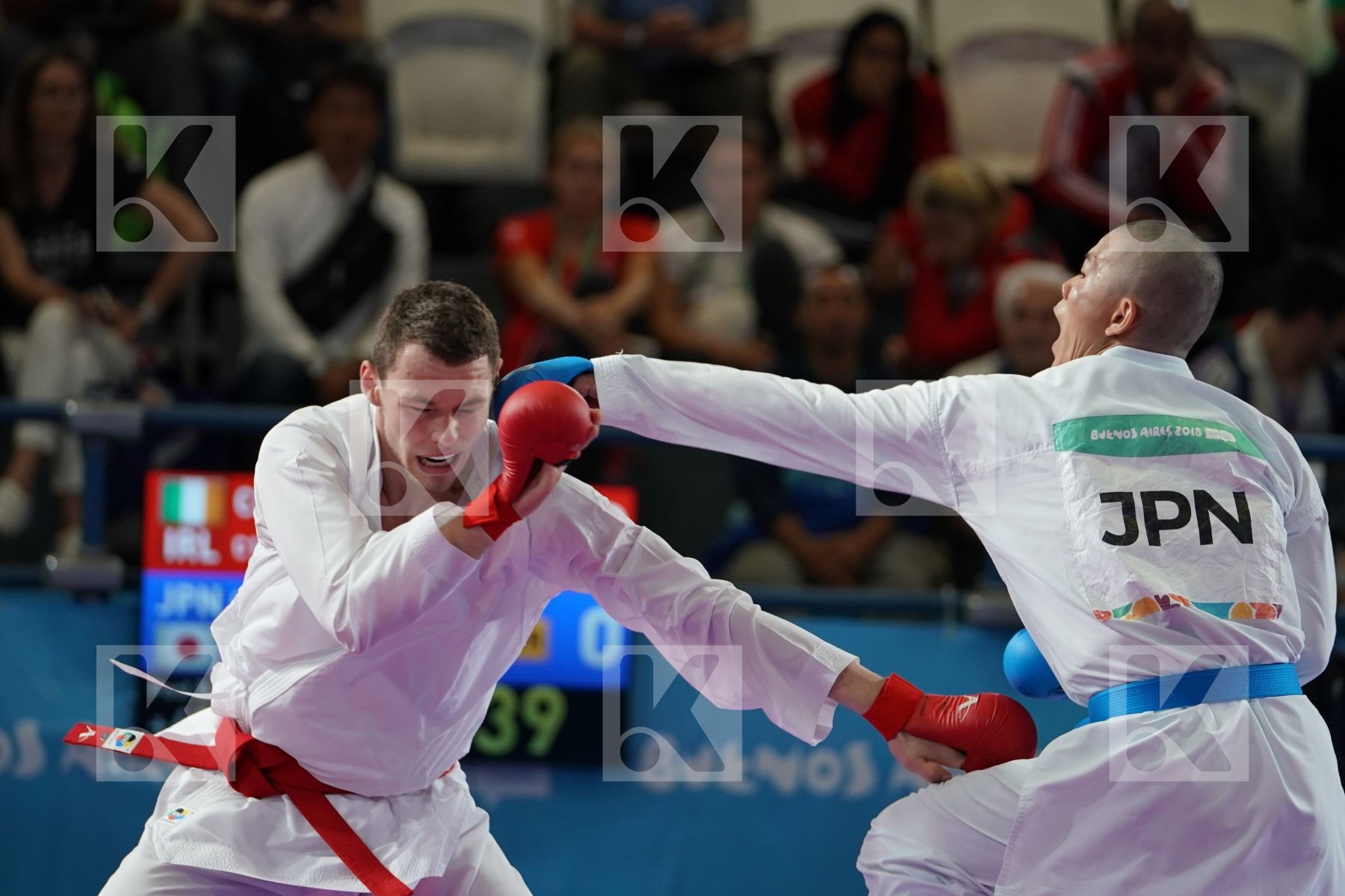 SEAN MC CARTHY CREAN (IRELAND) vs KEISEI SAKIYAMA (JAPAN) in Senior Kumite 68+ Kg - Qualification